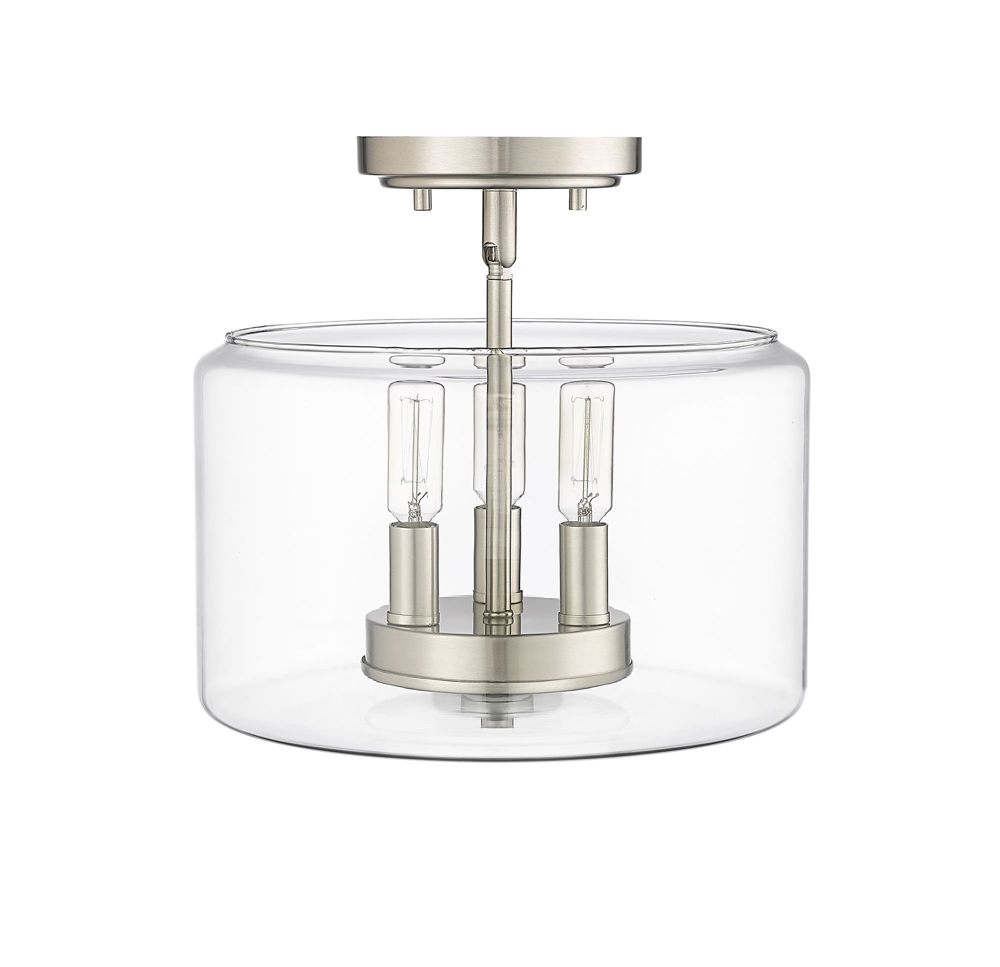 Image 5 Millennium Asheville 3-Light 11" Brushed Nickel Semi-Flush with Glass  more views