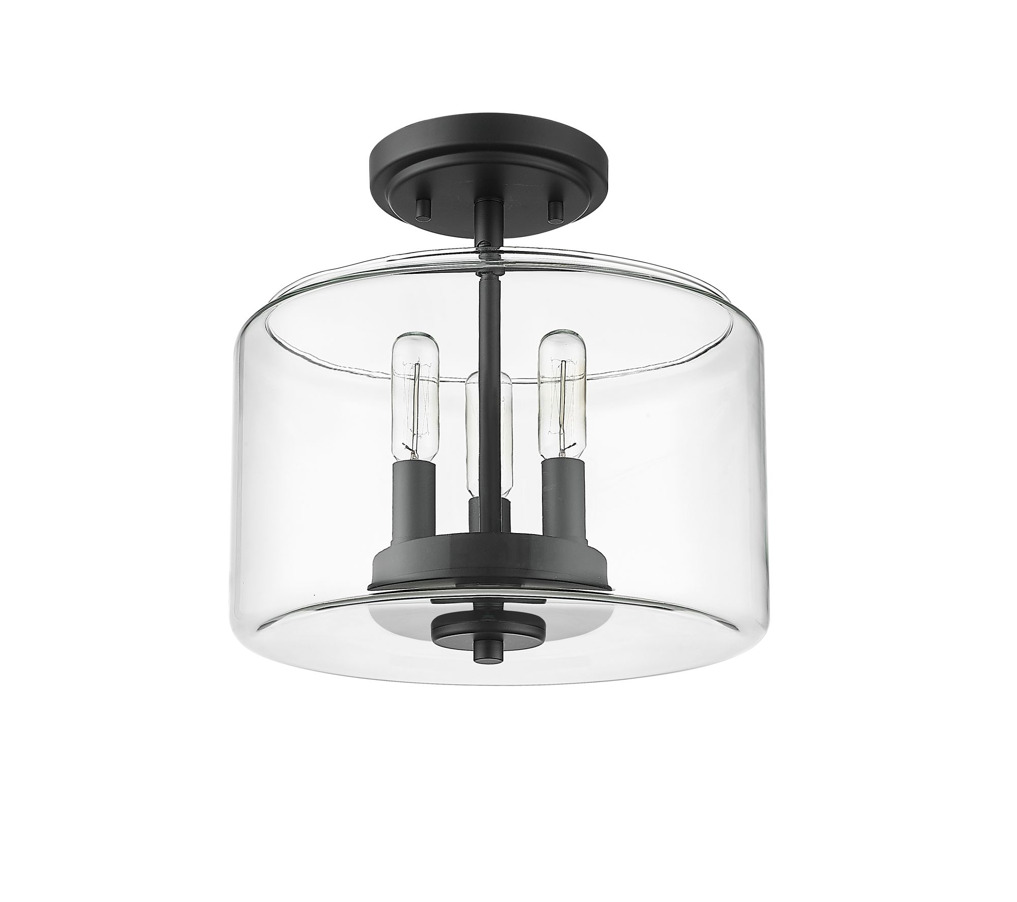 Image 4 Millennium Asheville 3-Light 11" Matte Black Semi-Flush with Glass Shade more views