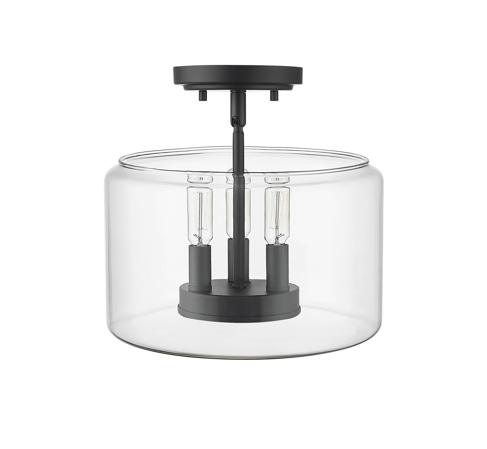 Image 5 Millennium Asheville 3-Light 11" Matte Black Semi-Flush with Glass Shade more views