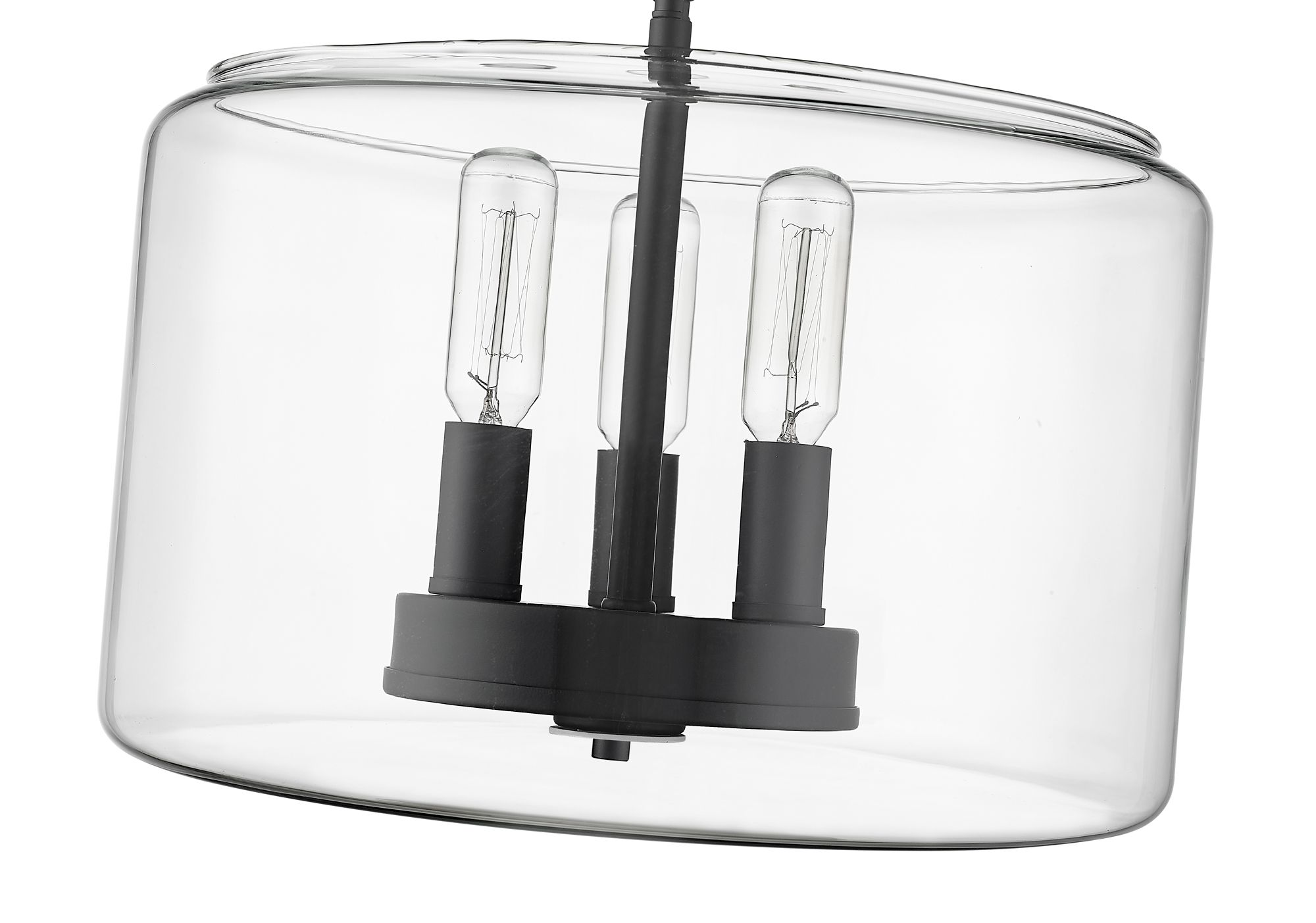 Image 6 Millennium Asheville 3-Light 11" Matte Black Semi-Flush with Glass Shade more views