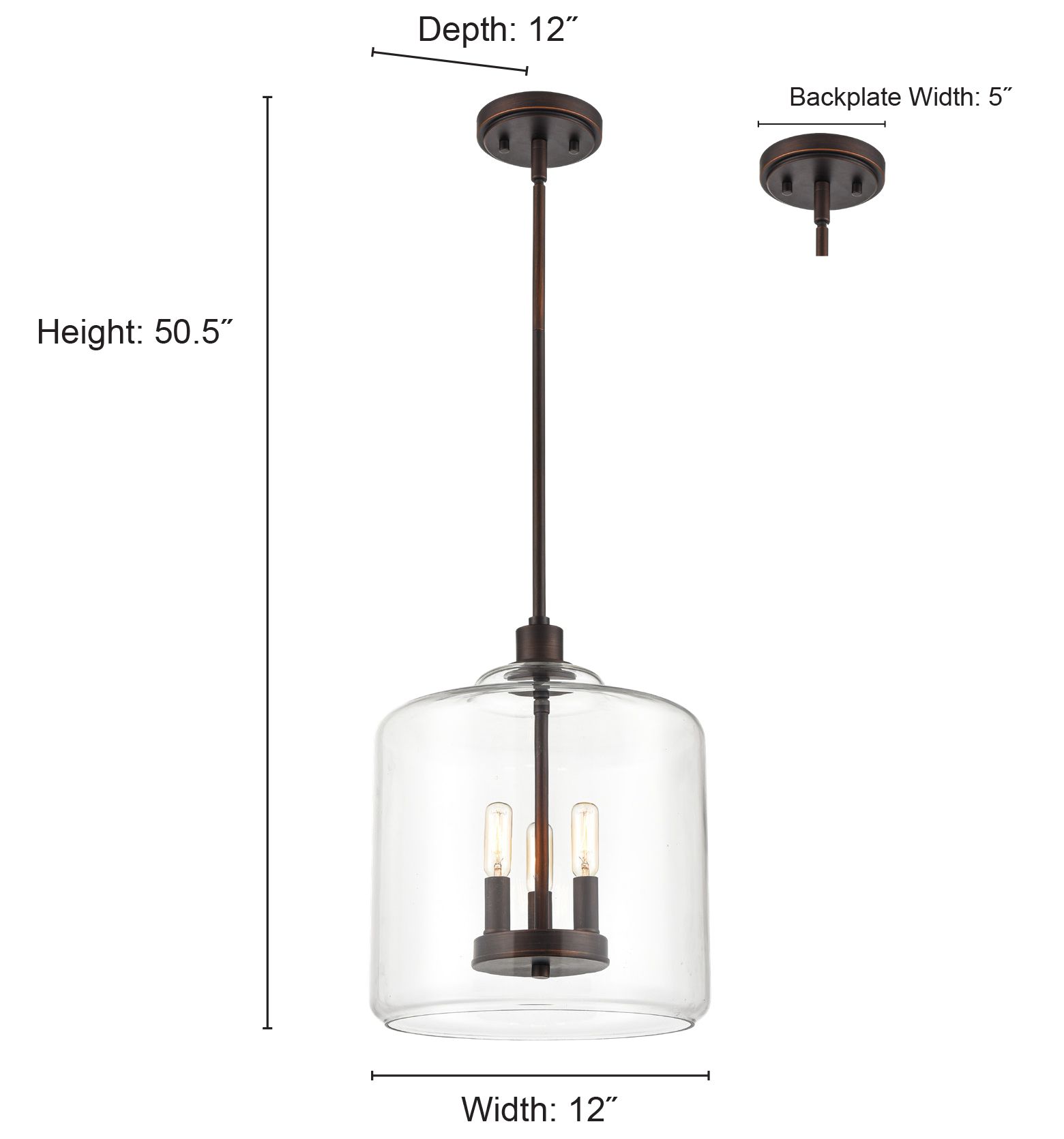 Image 7 Millennium Asheville 3-Light 12" Modern Gold Pendant with Glass Shade more views