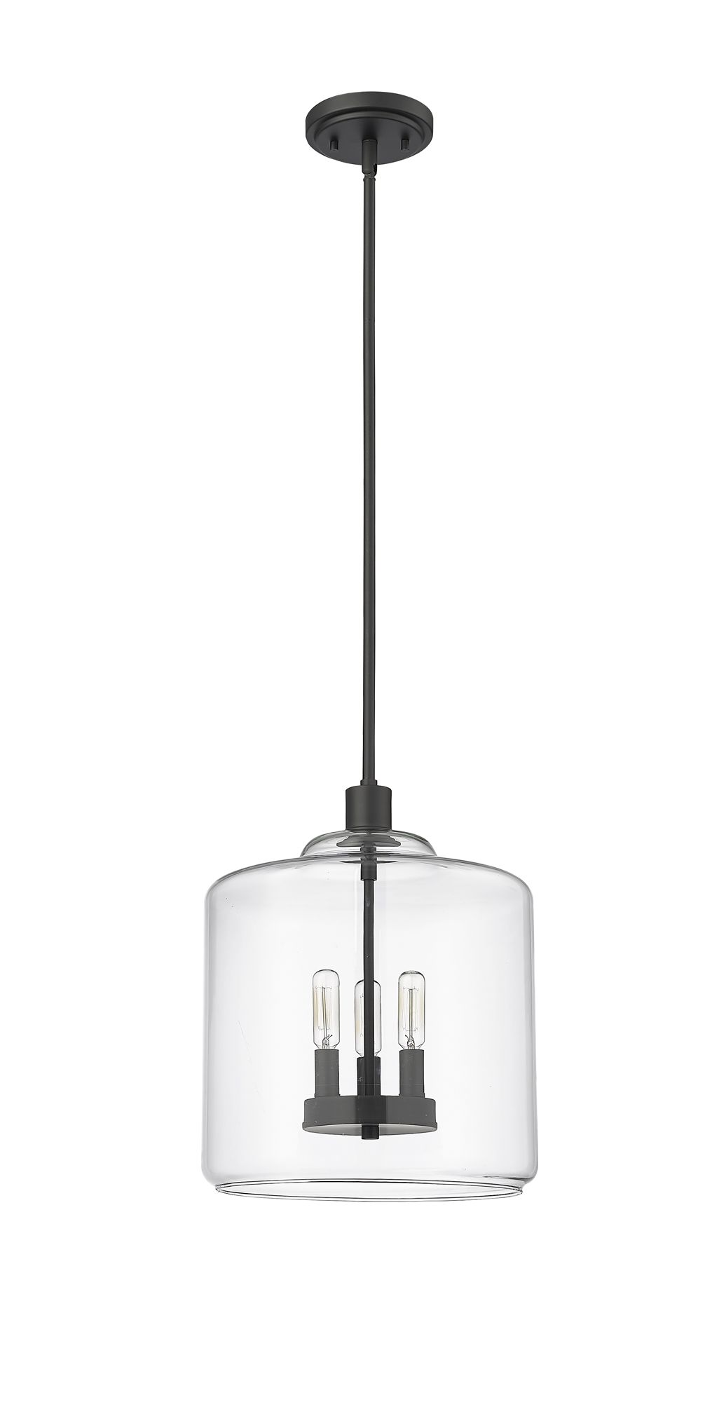 Image 3 Millennium Asheville 3-Light 12" Matte Black Pendant with Glass Shade more views