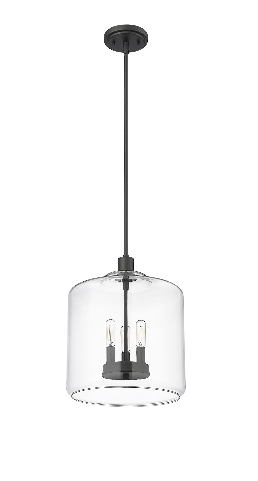 Image 4 Millennium Asheville 3-Light 12" Matte Black Pendant with Glass Shade more views