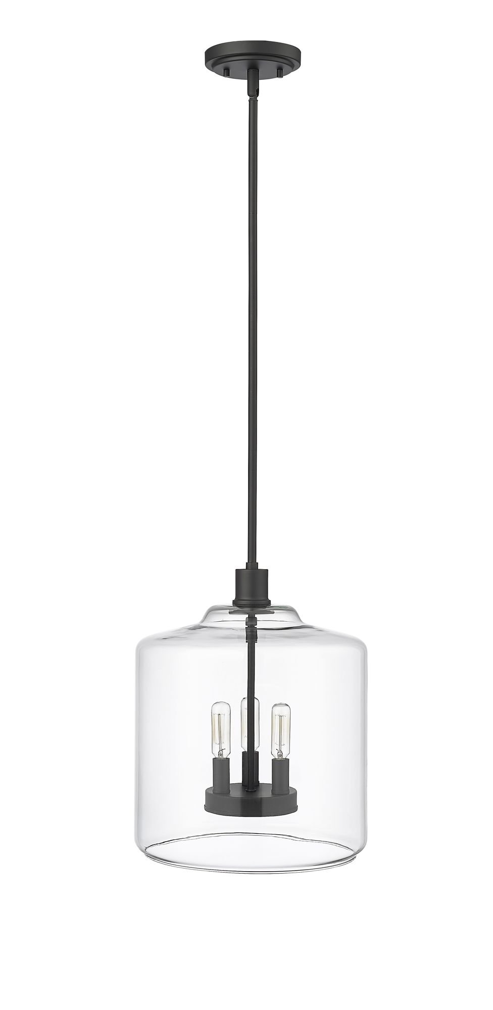 Image 5 Millennium Asheville 3-Light 12" Matte Black Pendant with Glass Shade more views