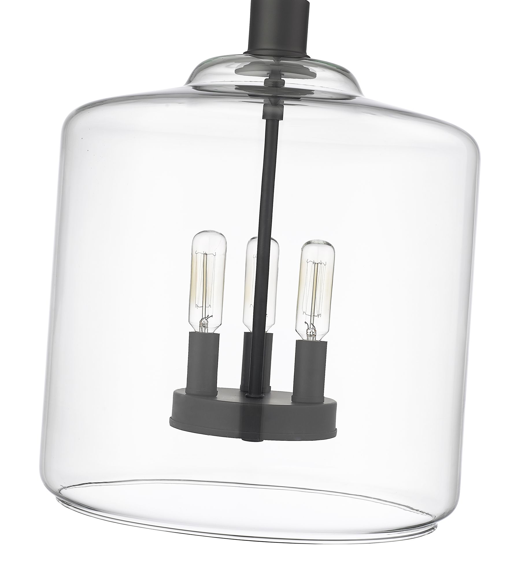 Image 6 Millennium Asheville 3-Light 12" Matte Black Pendant with Glass Shade more views