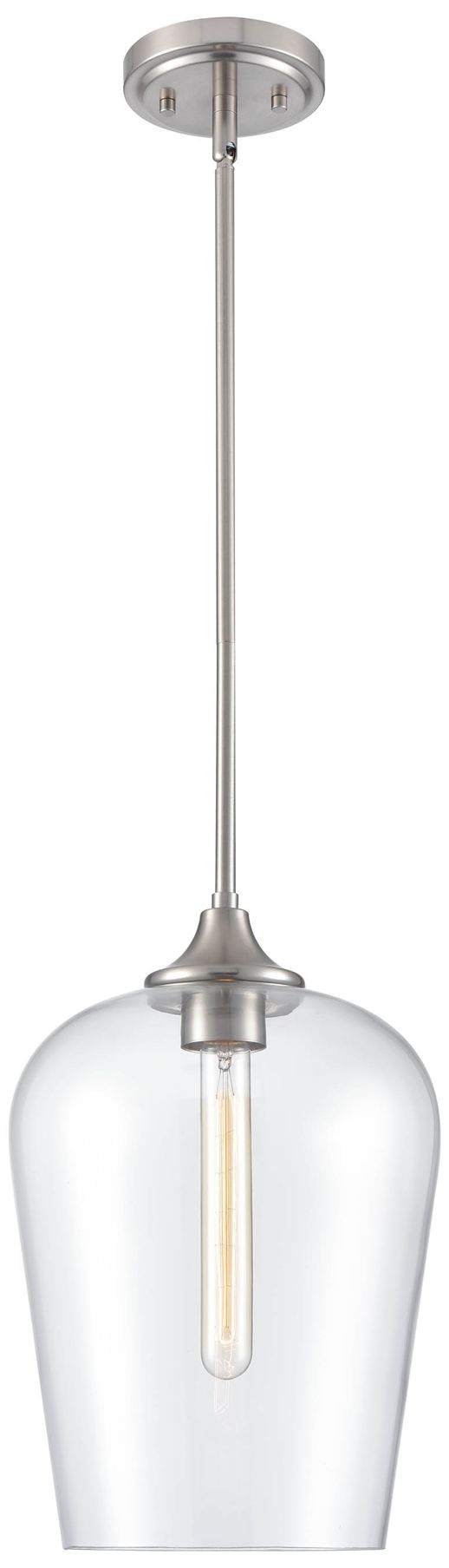 Millennium Ashford 1-Light 10" Brushed Nickel Mini Pendant with Glass