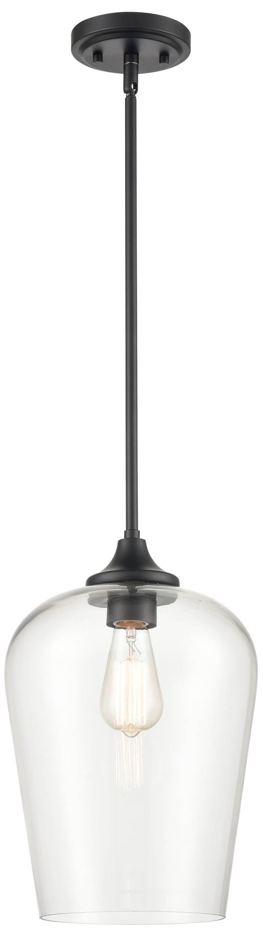 Thumbnail1 of Millennium Ashford 1-Light 10" Matte Black Mini Pendant with Glass Shade
