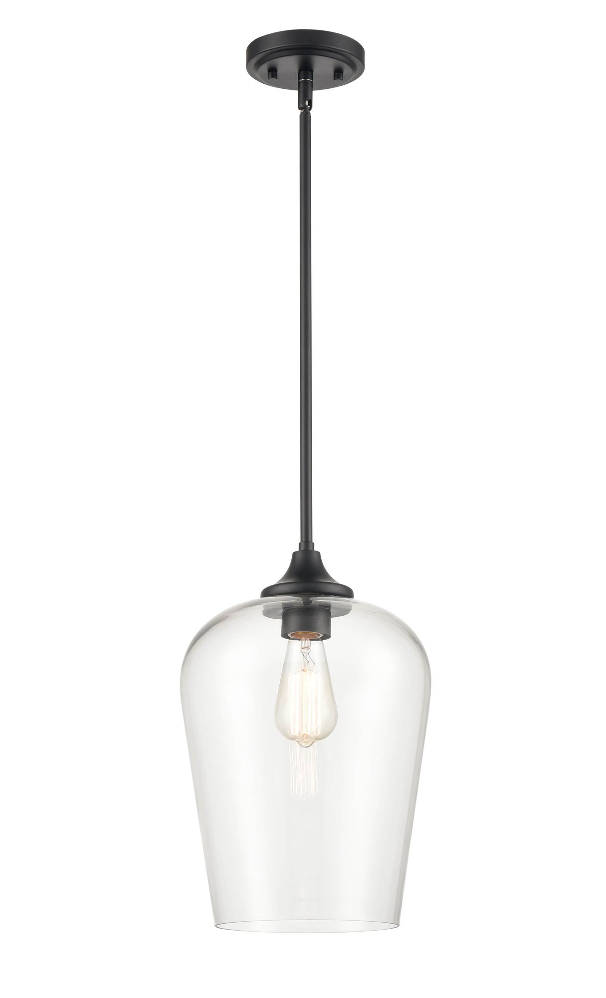 Thumbnail2 of Millennium Ashford 1-Light 10" Matte Black Mini Pendant with Glass Shade more views