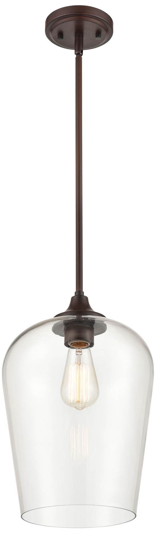 Millennium Ashford 1-Light 10" Rubbed Bronze Mini Pendant with Glass Shade