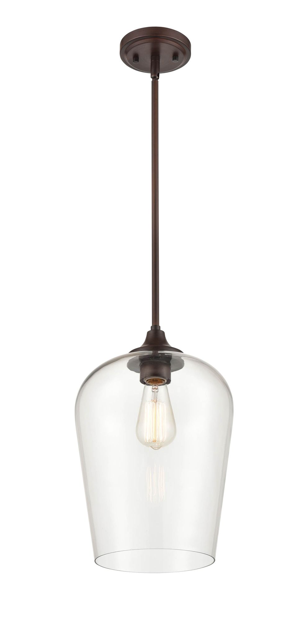 Image 3 Millennium Ashford 1-Light 10" Rubbed Bronze Mini Pendant with Glass Shade more views