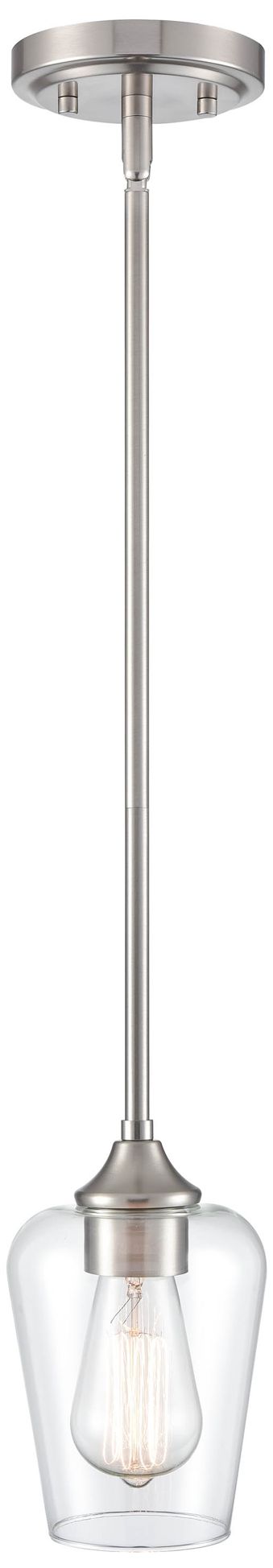 Millennium Ashford 1-Light 5.25" Brushed Nickel Mini Pendant with Shad