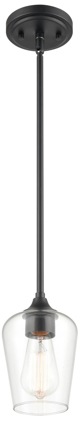 Millennium Ashford 1-Light 5.25" Matte Black Mini Pendant with Glass S
