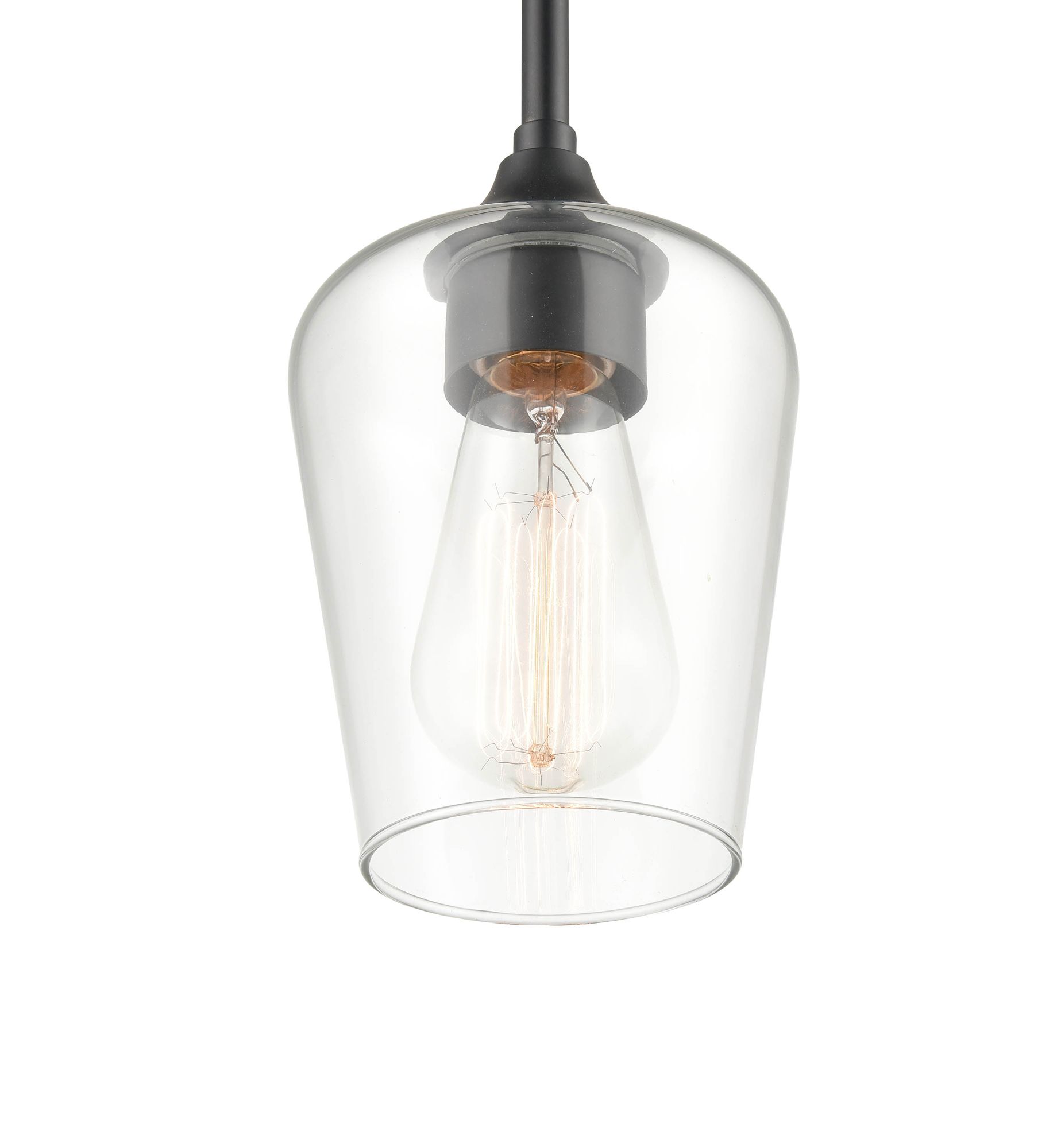 Image 4 Millennium Ashford 1-Light 5.25" Matte Black Mini Pendant with Glass S more views