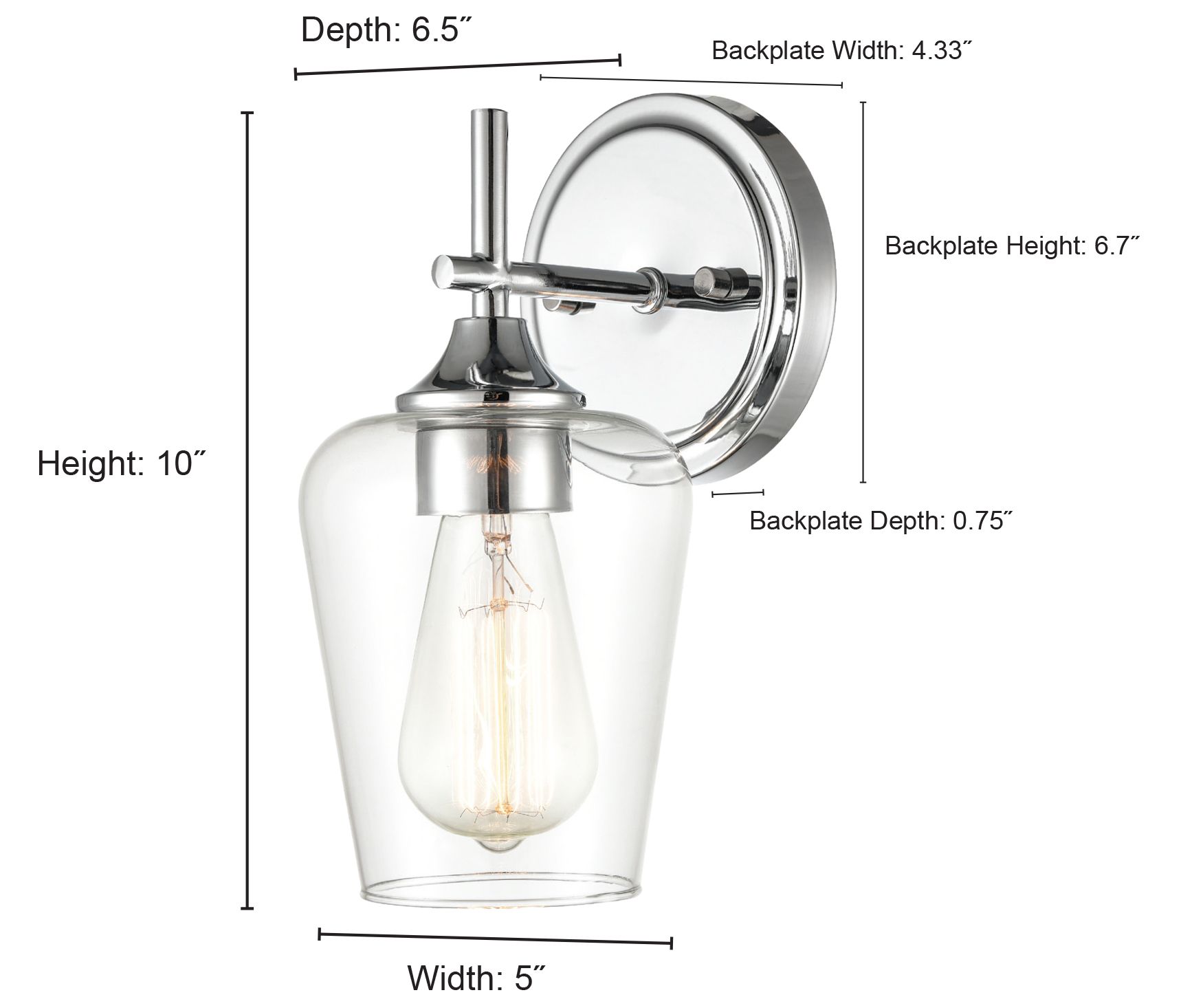 Image 2 Millennium Ashford 1-Light 5" Brushed Nickel Wall Sconce with Glass Shade more views