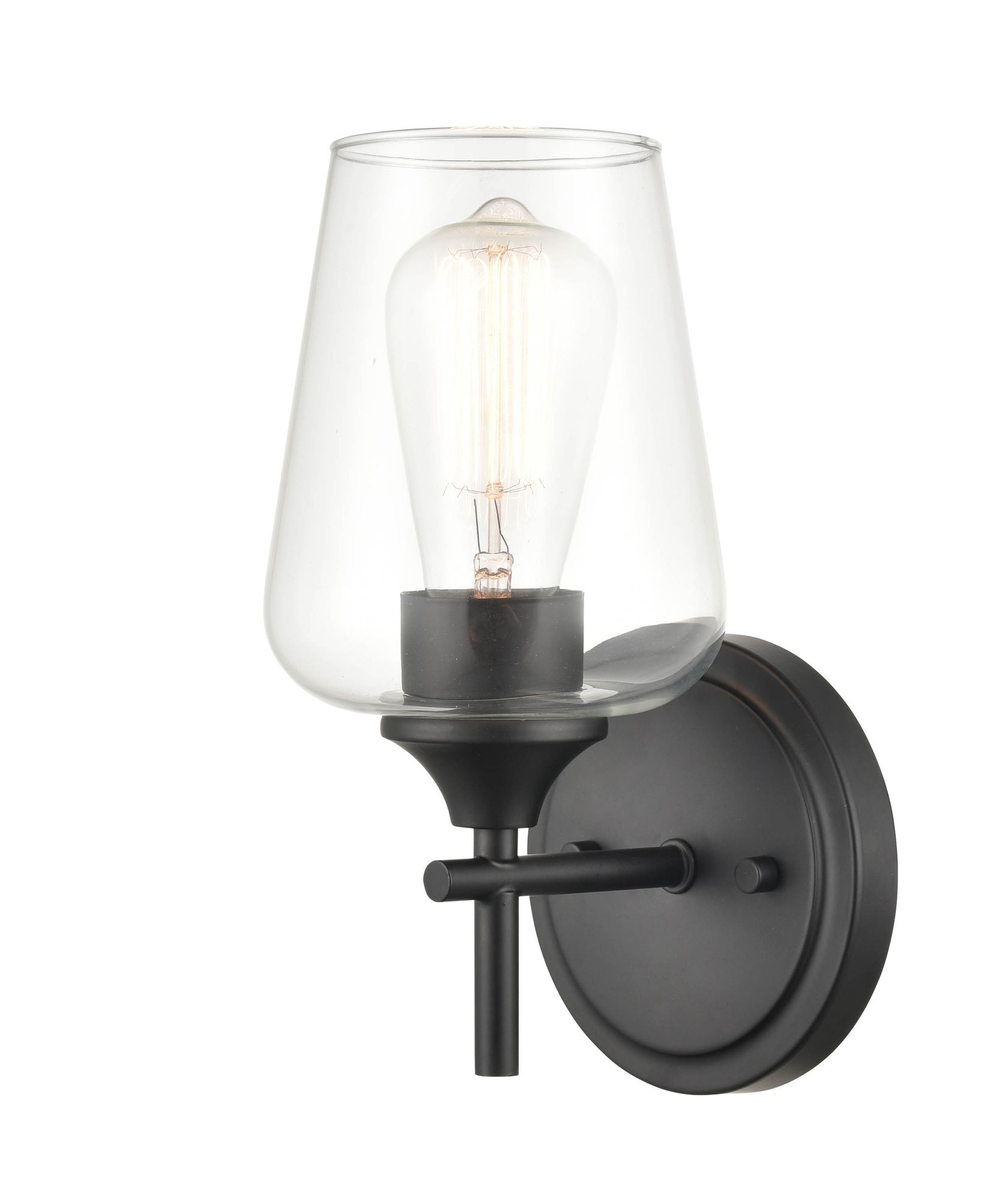 Image 2 Millennium Ashford 1-Light 5" Matte Black Wall Sconce with Glass Shade more views
