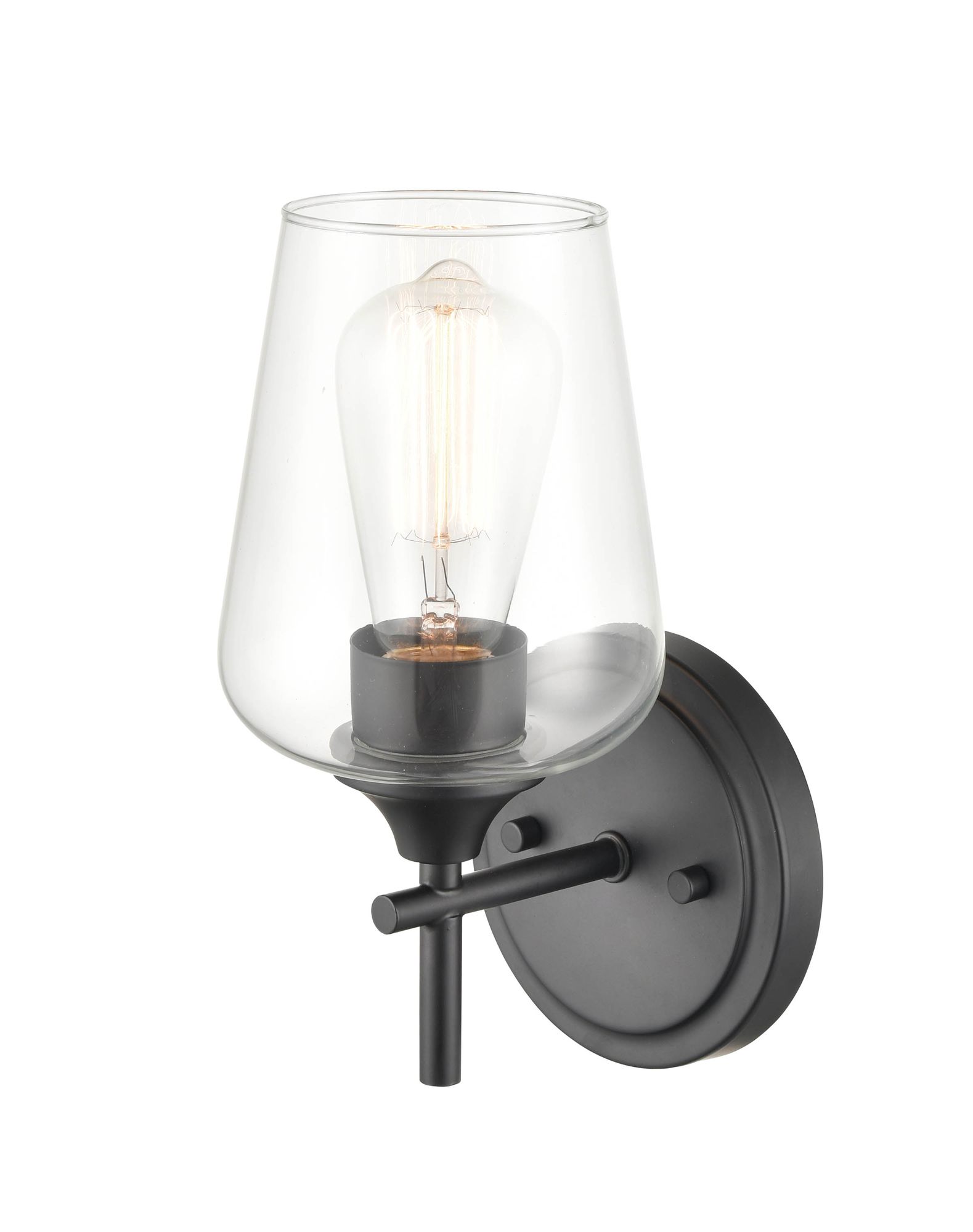 Image 3 Millennium Ashford 1-Light 5" Matte Black Wall Sconce with Glass Shade more views