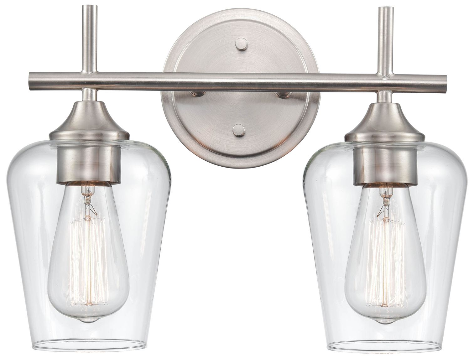 Millennium Ashford 2-Light 13.75" Brushed Nickel Vanity Light with Shade