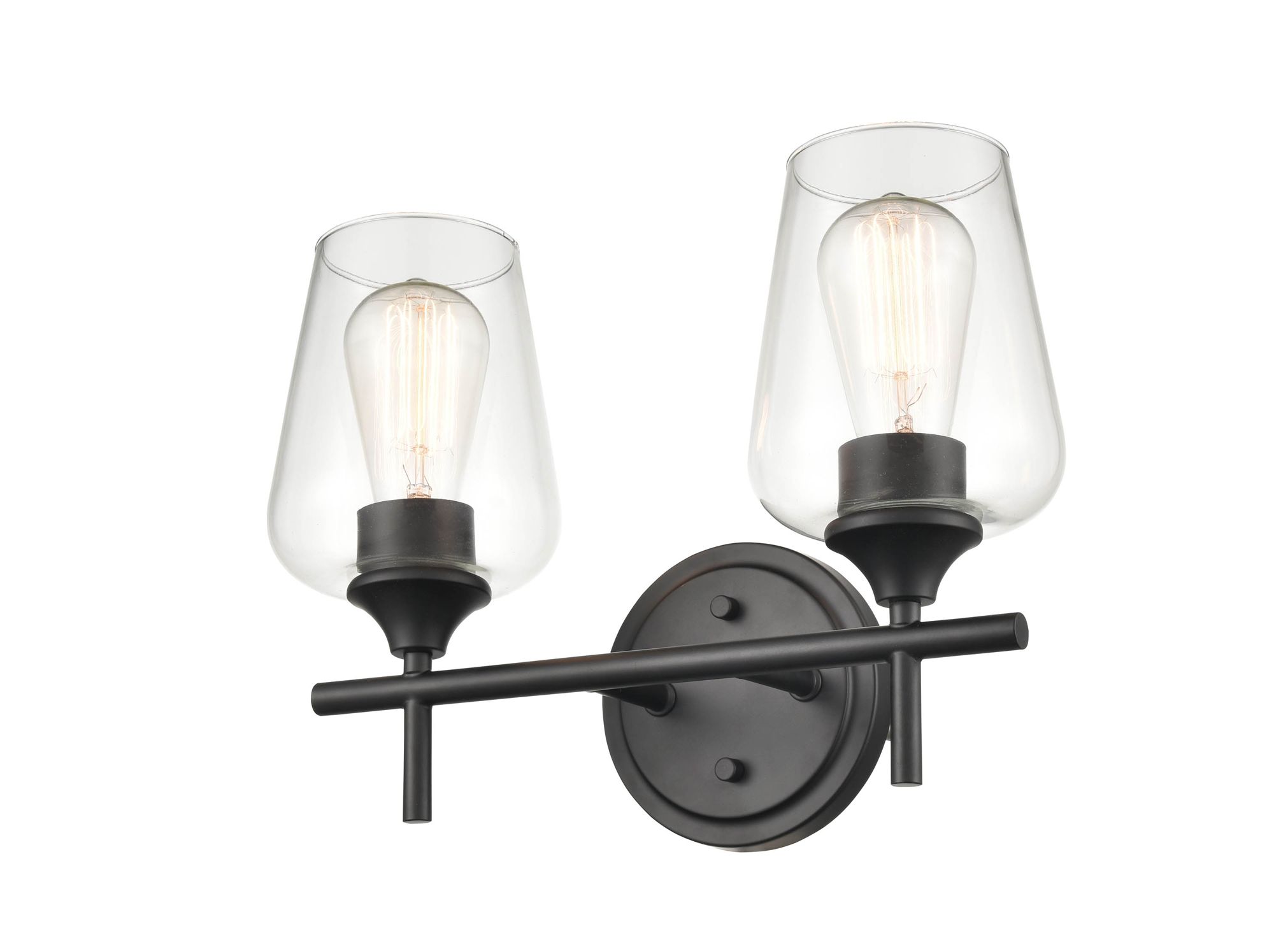 Image 2 Millennium Ashford 2-Light 13.75" Matte Black Vanity Light with Glass Shade more views