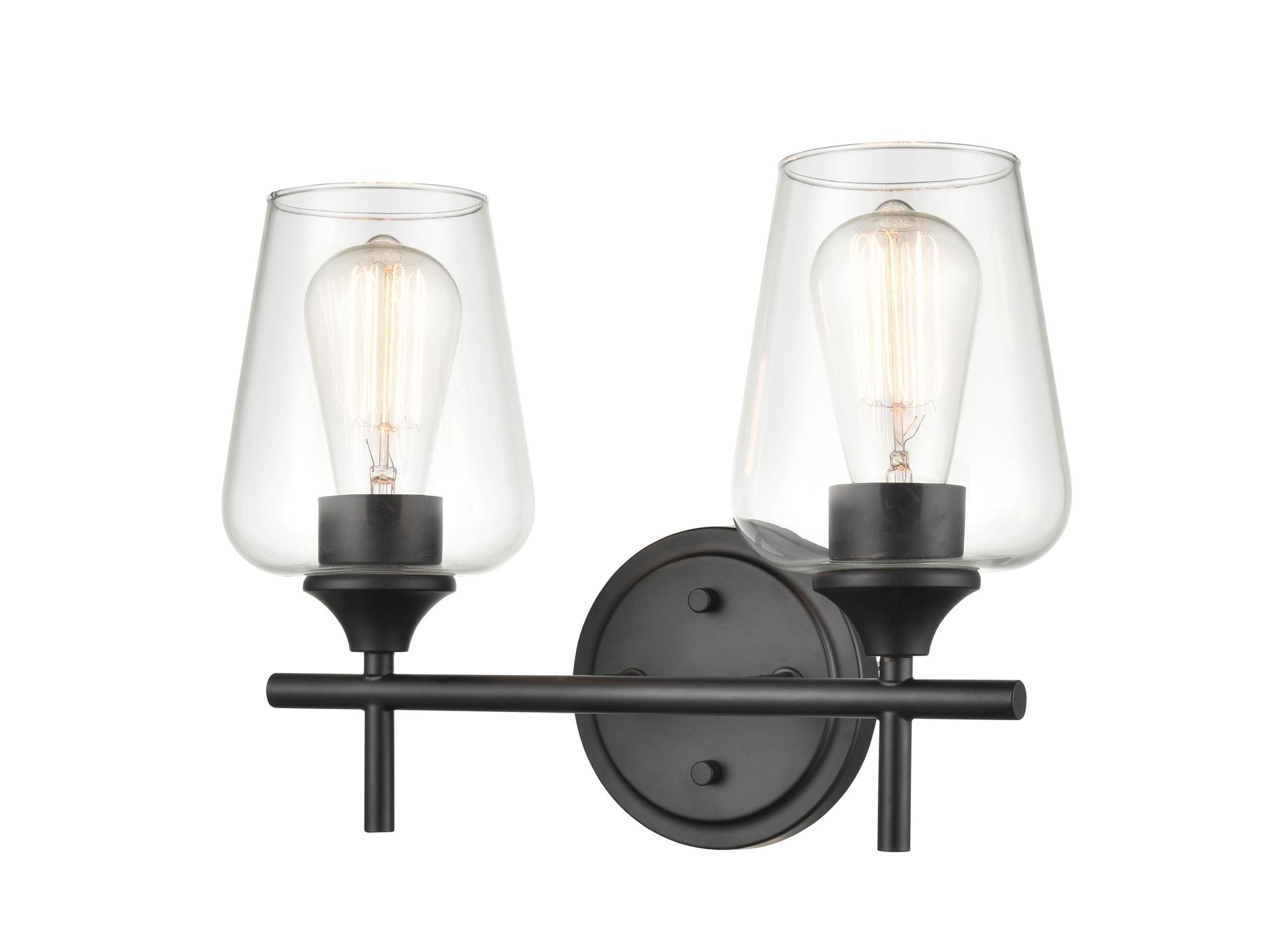 Image 3 Millennium Ashford 2-Light 13.75" Matte Black Vanity Light with Glass Shade more views