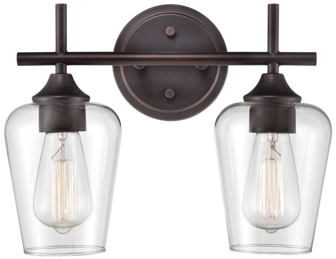 Millennium Ashford 2-Light 13.75" Rubbed Bronze Vanity Light with Shade