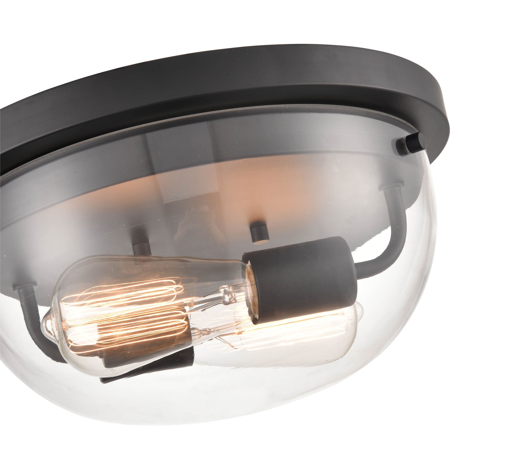 Image 2 Millennium Ashford 2-Light 13" Matte Black Flush Mount with Glass Shad more views