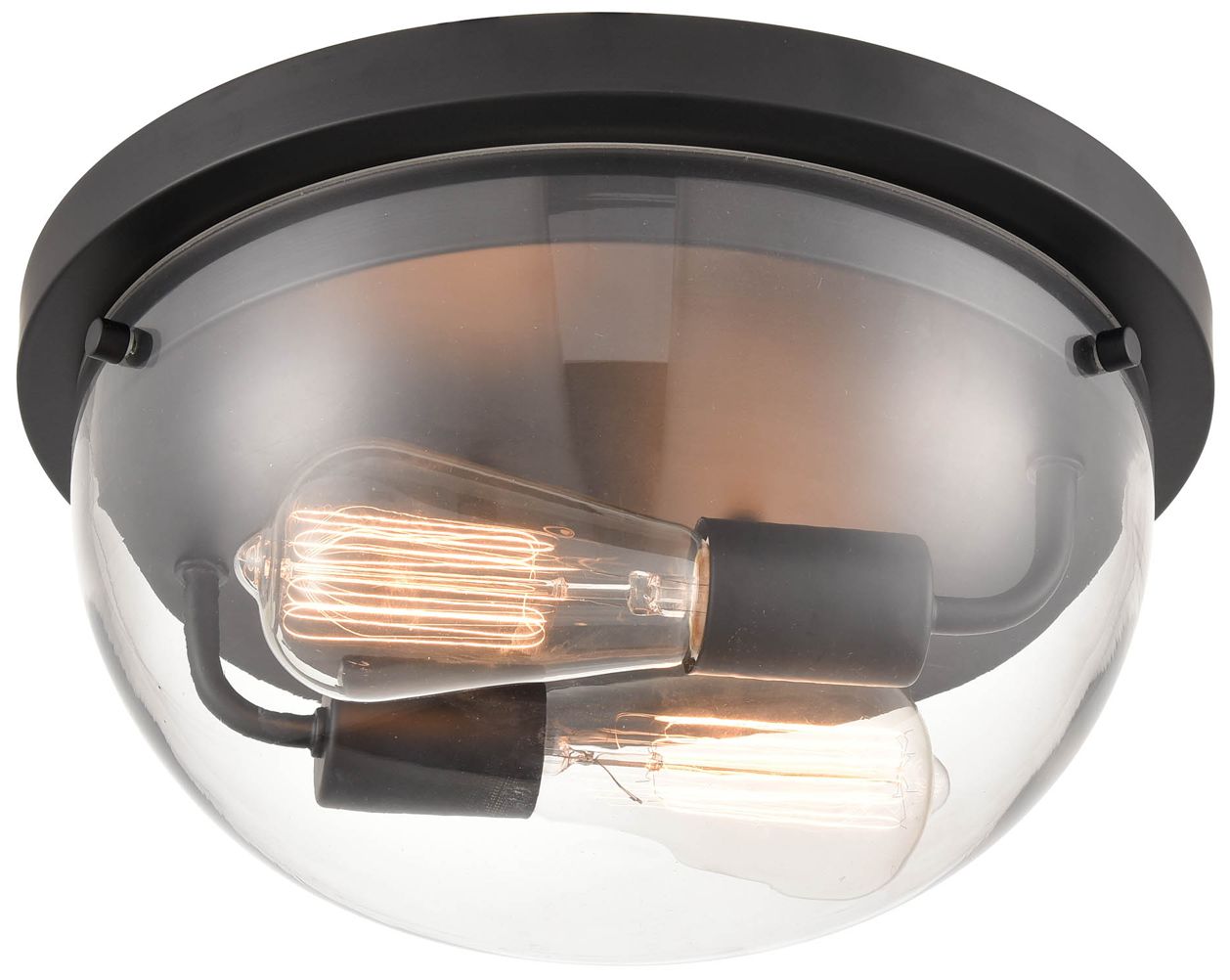 Millennium Ashford 2-Light 13" Matte Black Flush Mount with Glass Shade