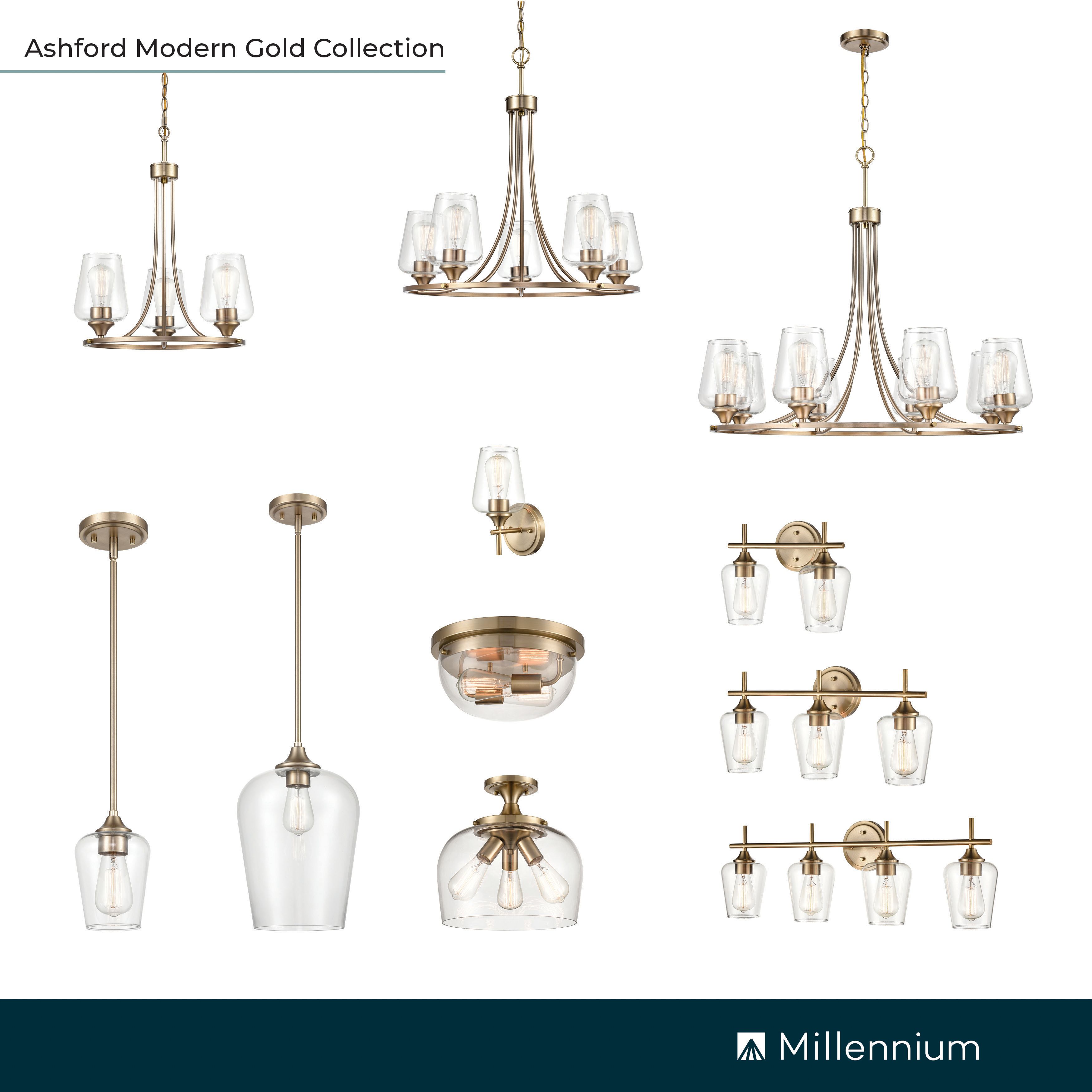 Image 5 Millennium Ashford 2-Light 13" Modern Gold Flush Mount with Glass Shade more views