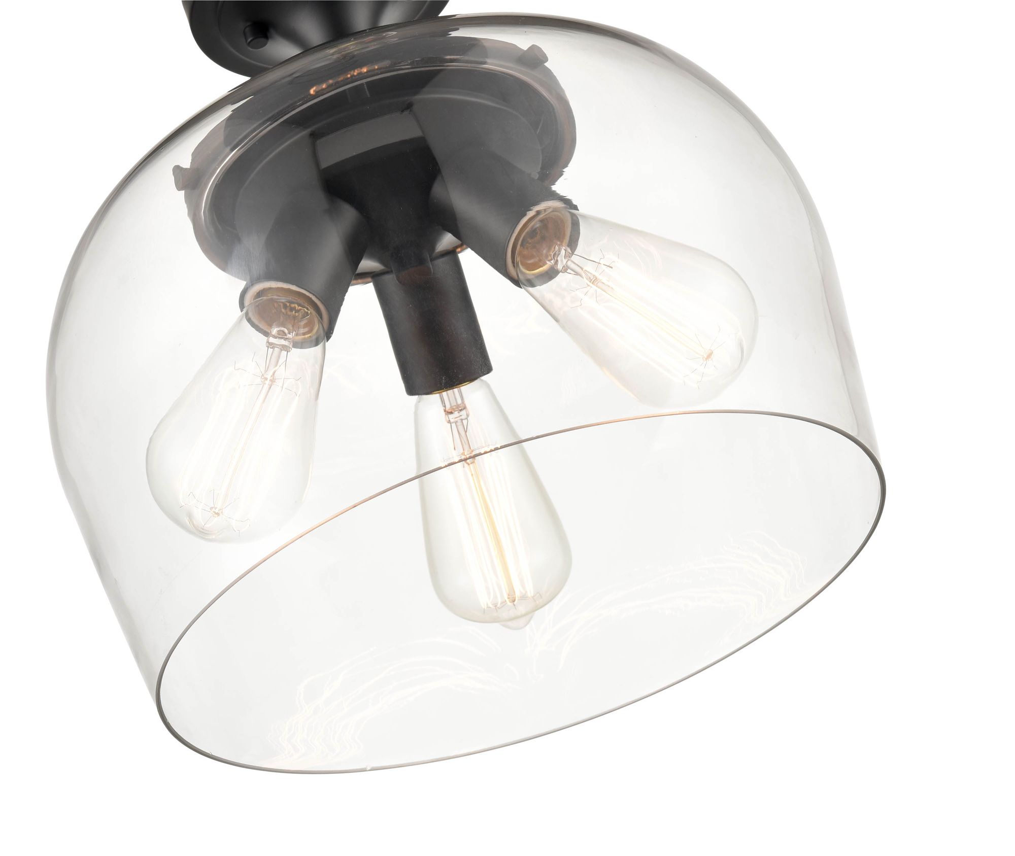 Image 3 Millennium Ashford 3-Light 13" Matte Black Semi-Flush with Glass Shade more views