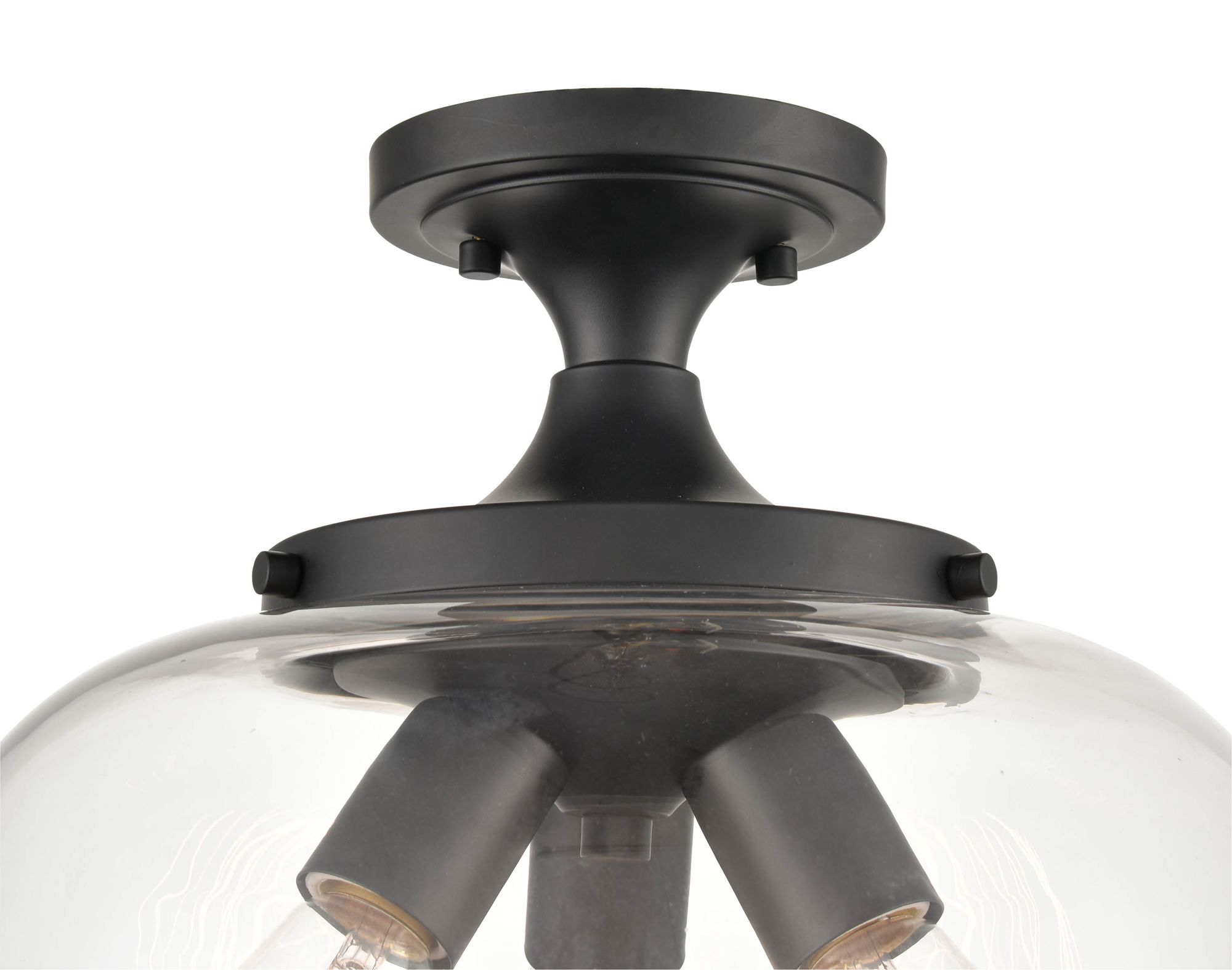 Image 4 Millennium Ashford 3-Light 13" Matte Black Semi-Flush with Glass Shade more views