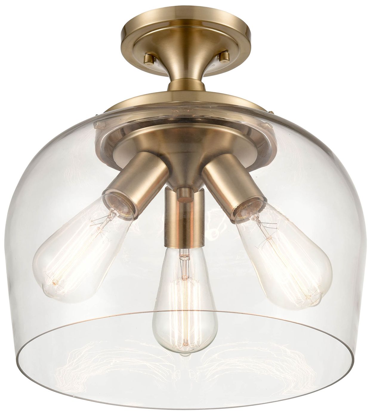 Millennium Ashford 3-Light 13" Modern Gold Semi-Flush with Glass Shade