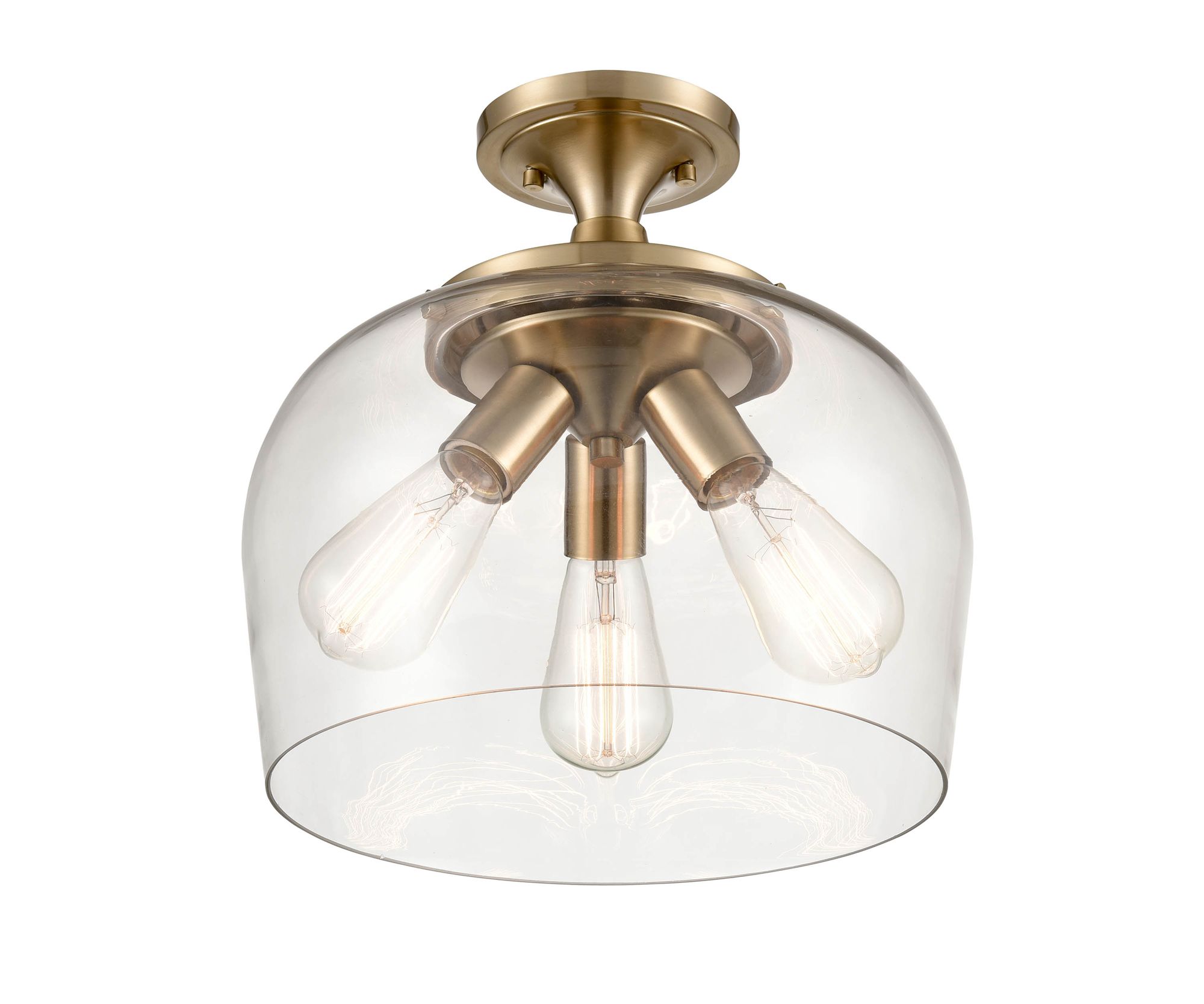 Image 2 Millennium Ashford 3-Light 13" Modern Gold Semi-Flush with Glass Shade more views