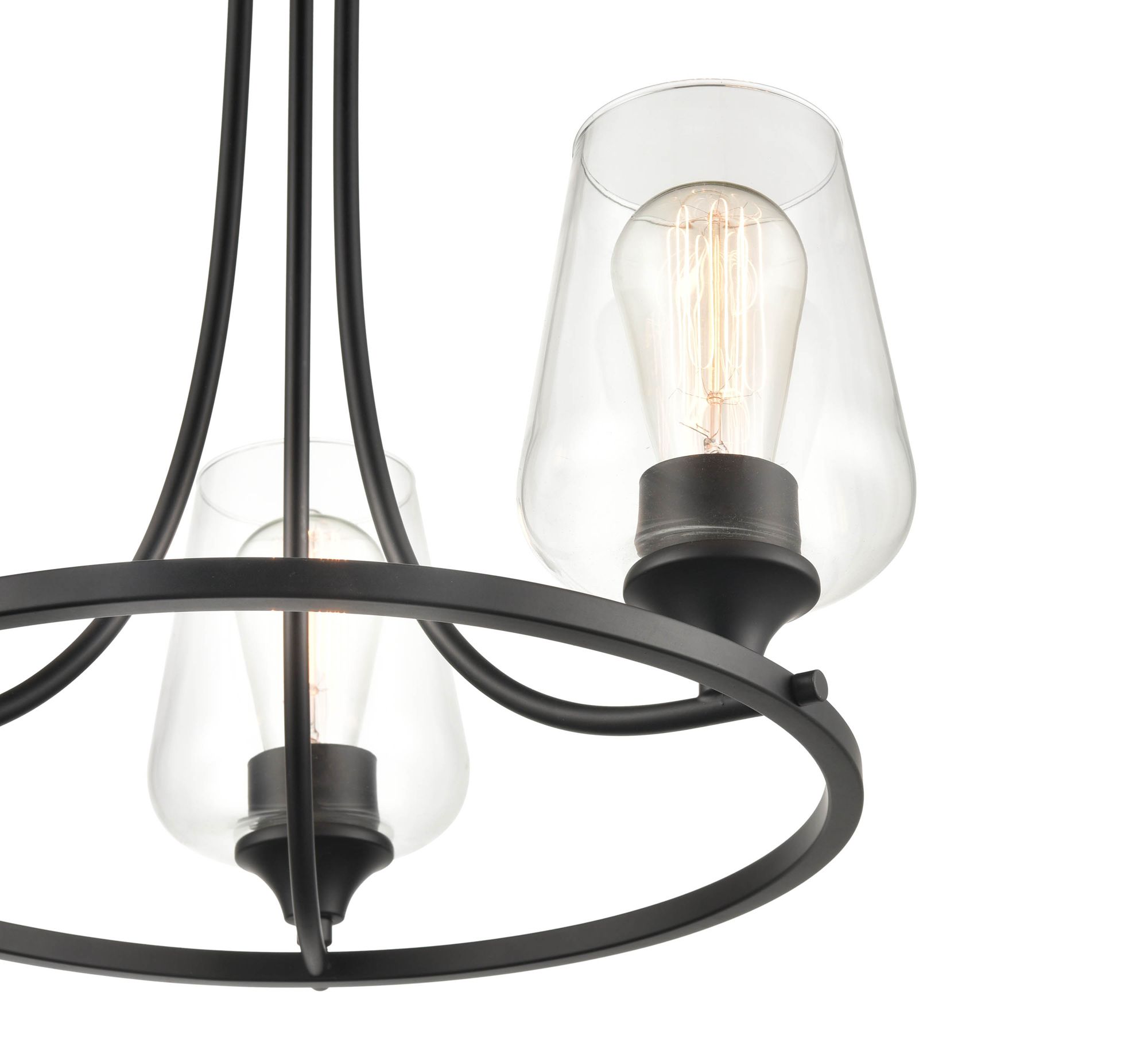 Image 2 Millennium Ashford 3-Light 18" Matte Black Chandelier with Glass Shade more views