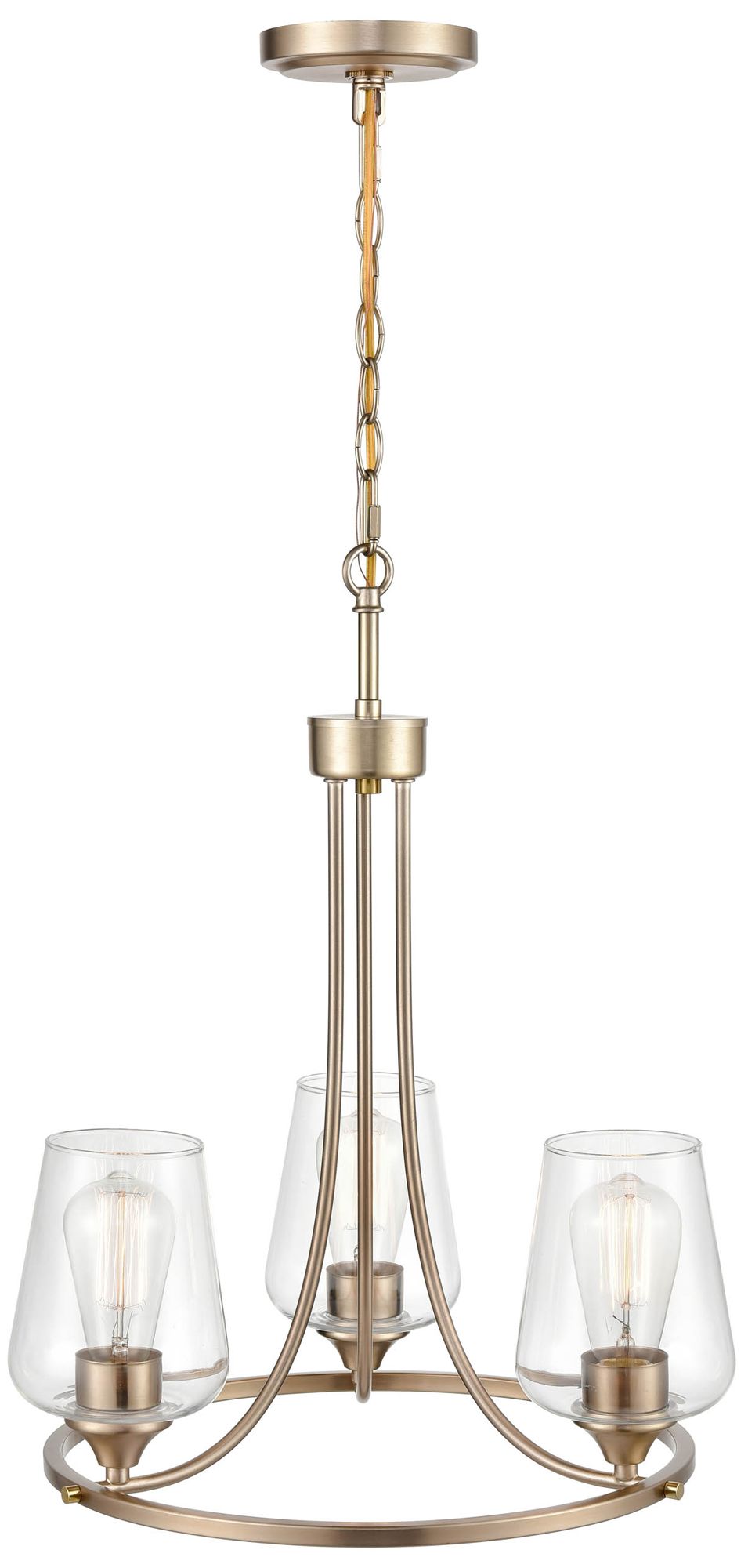 Image 2 Millennium Ashford 3-Light 18" Modern Gold Chandelier with Glass Shade more views