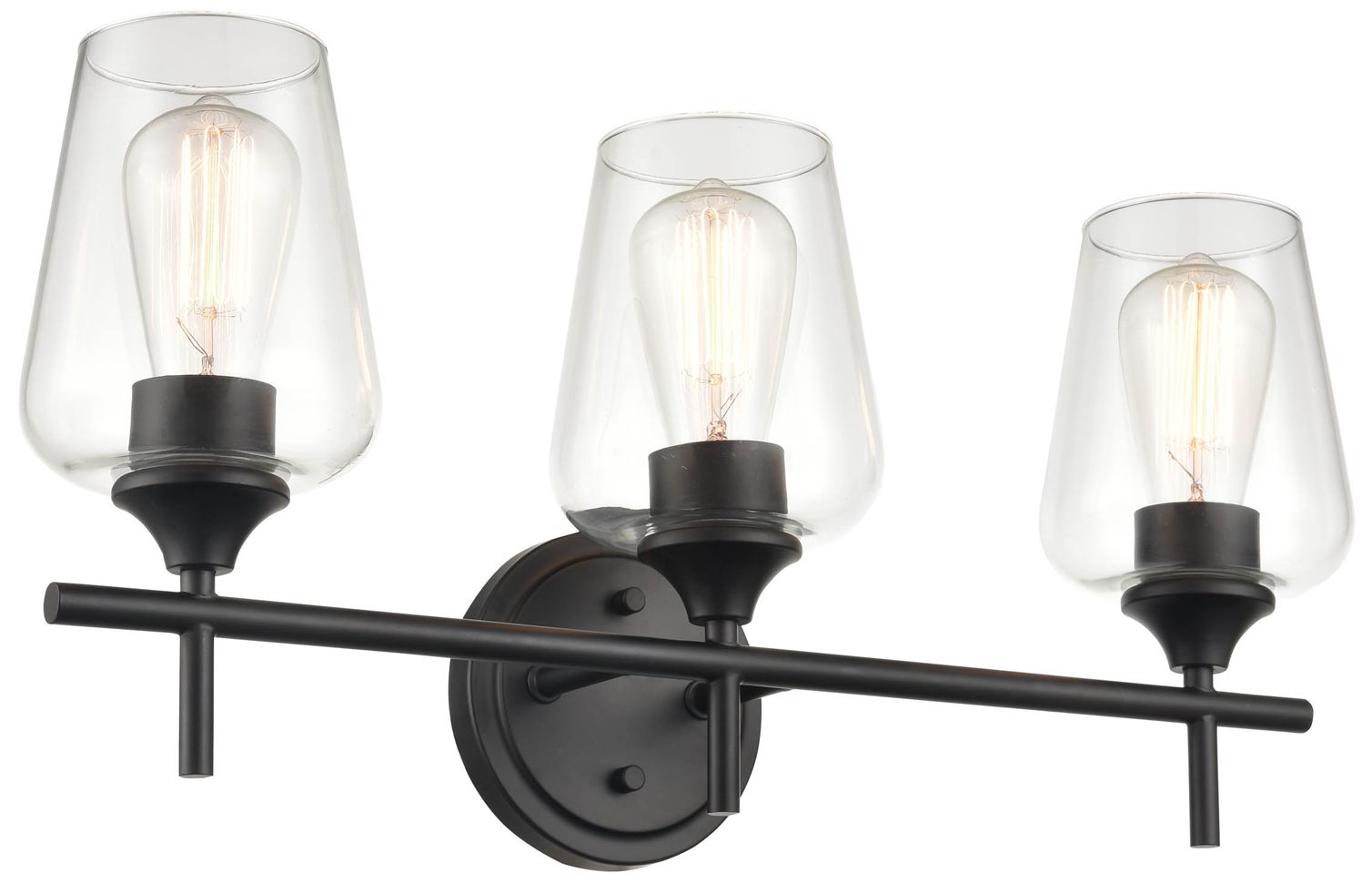 Millennium Ashford 3-Light 22" Matte Black Vanity Light with Glass Shade