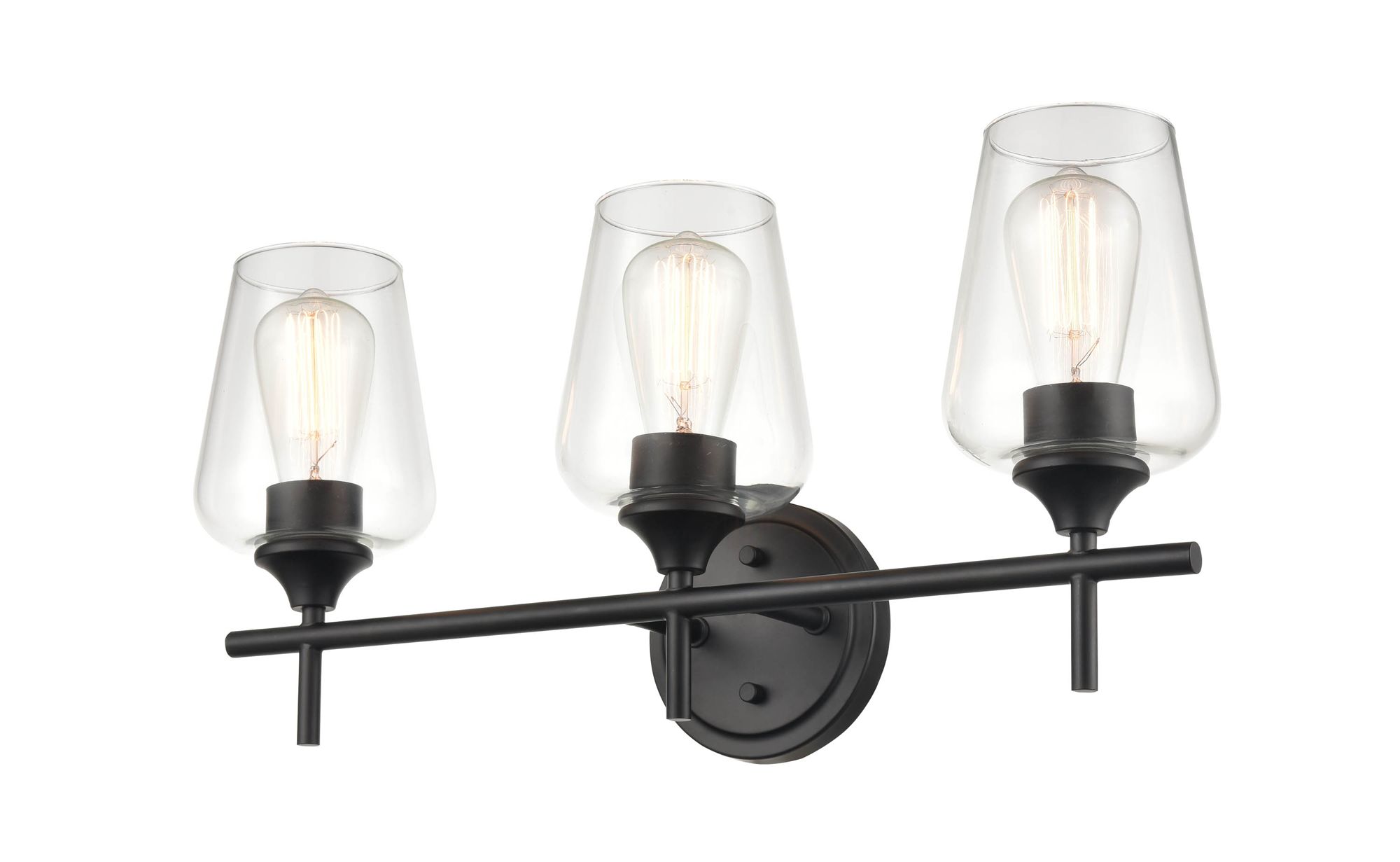 Image 2 Millennium Ashford 3-Light 22" Matte Black Vanity Light with Glass Shade more views