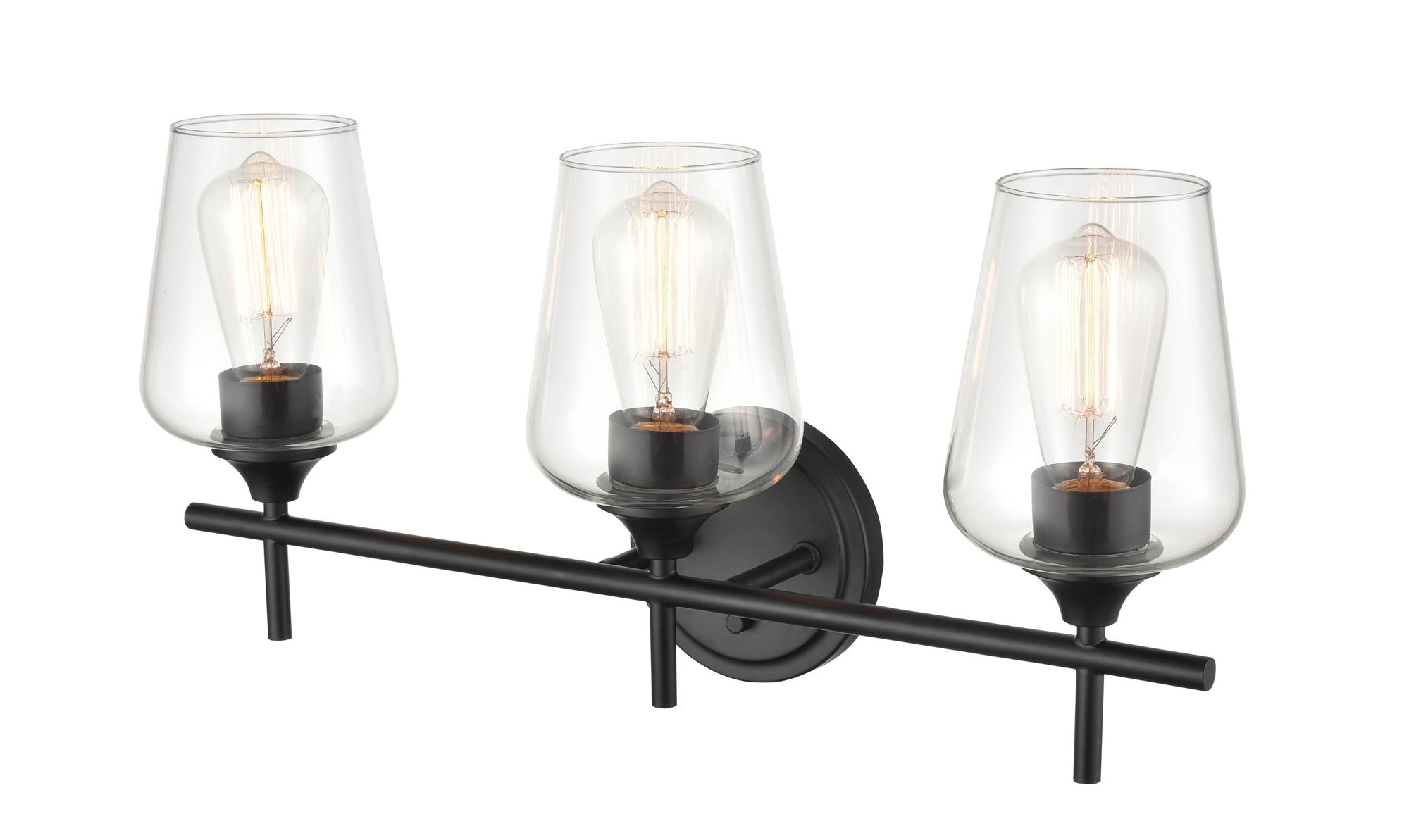 Image 3 Millennium Ashford 3-Light 22" Matte Black Vanity Light with Glass Shade more views