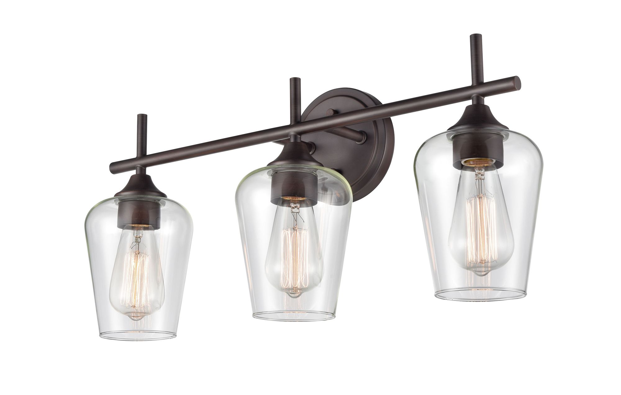 Image 6 Millennium Ashford 3-Light 22" Rubbed Bronze Vanity Light with Glass Shade more views