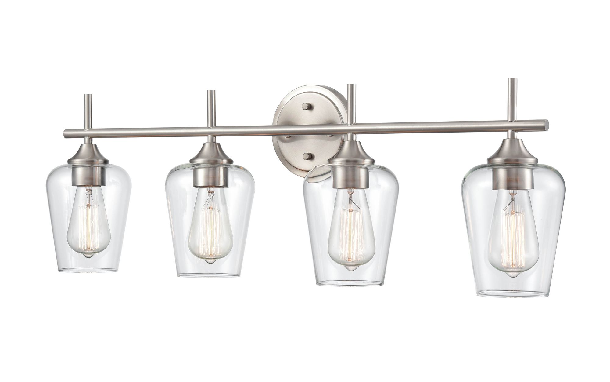 Image 2 Millennium Ashford 4-Light 31" Brushed Nickel Vanity Light with Glass Shade more views