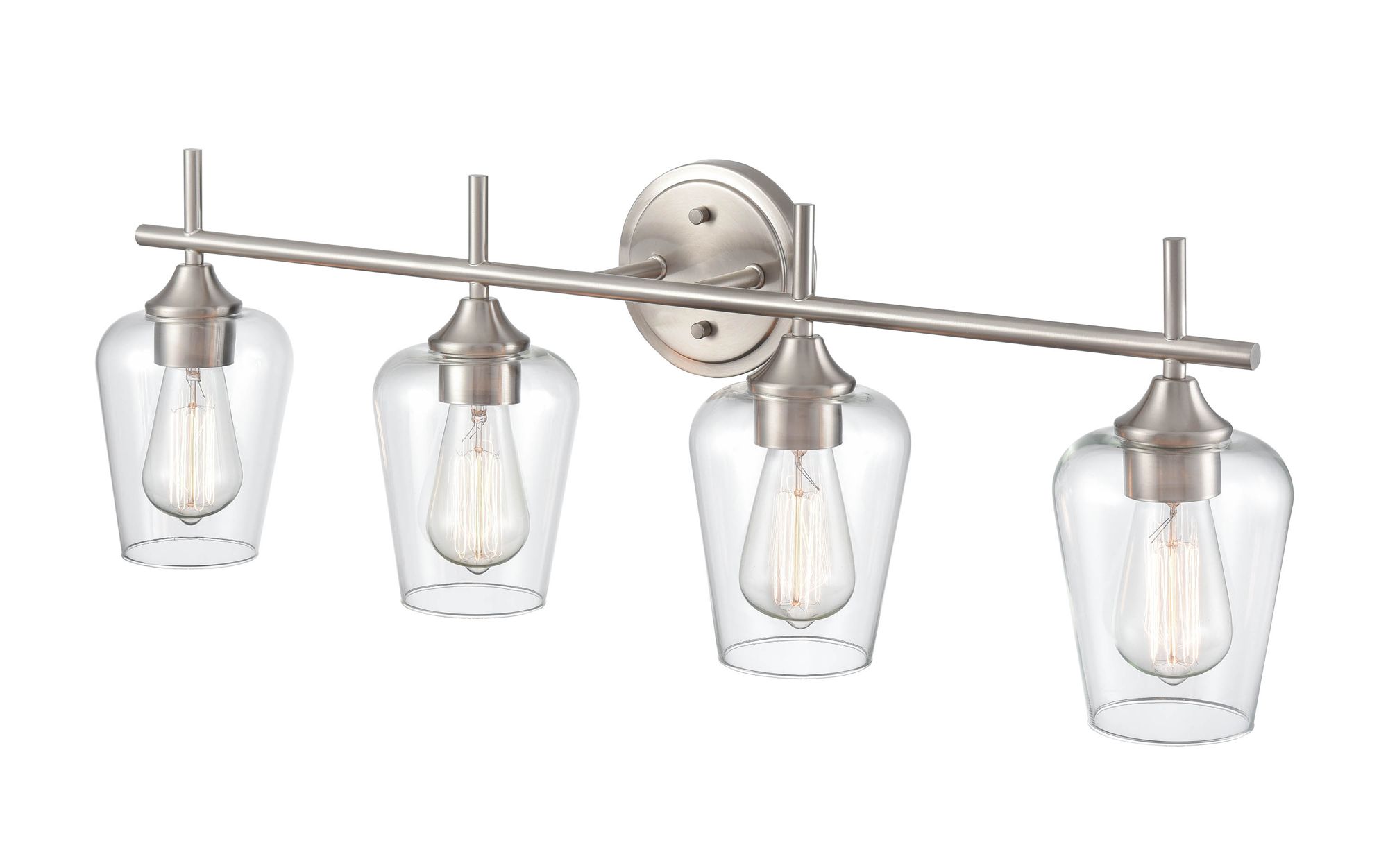Image 3 Millennium Ashford 4-Light 31" Brushed Nickel Vanity Light with Glass Shade more views
