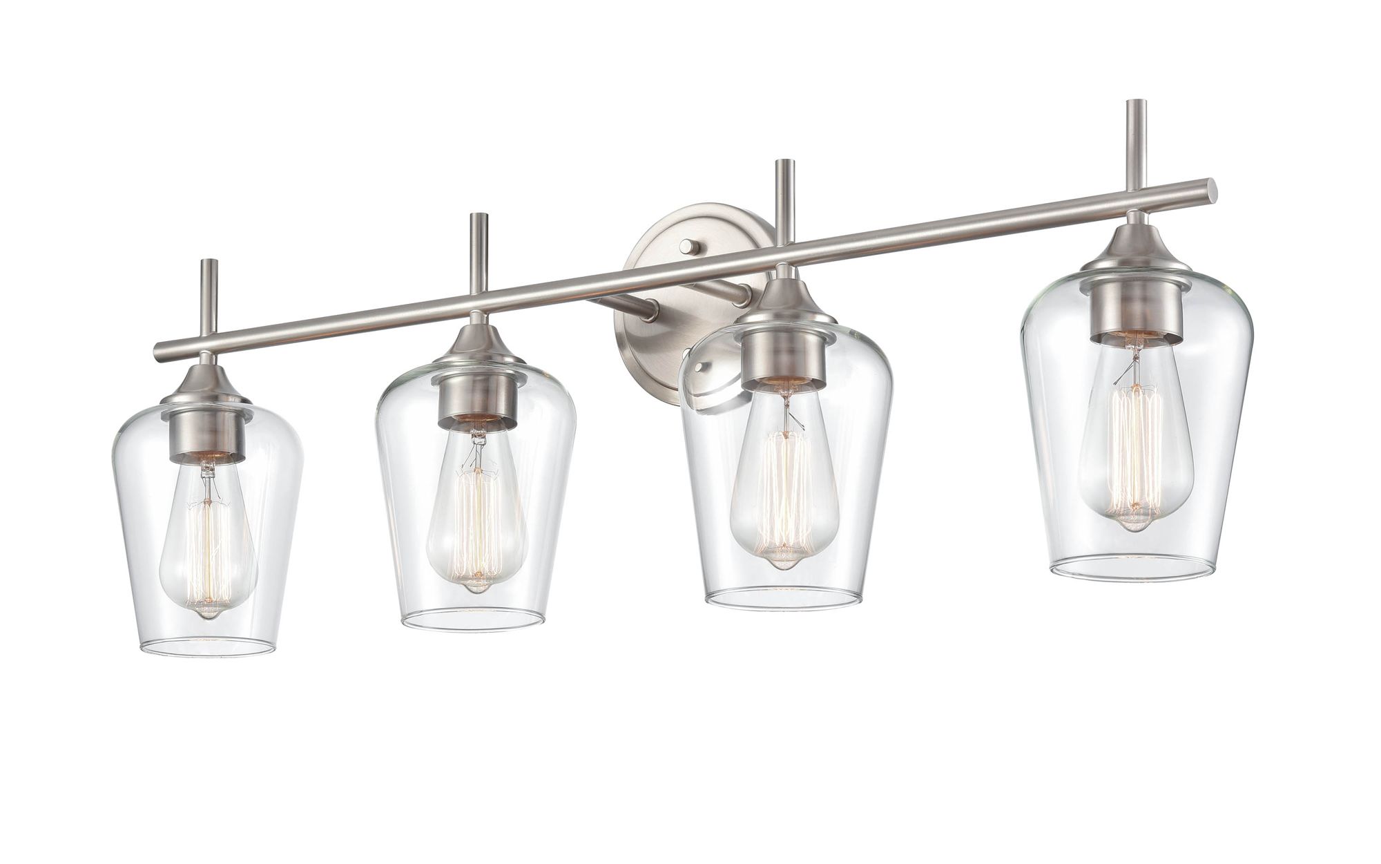 Image 4 Millennium Ashford 4-Light 31" Brushed Nickel Vanity Light with Glass Shade more views