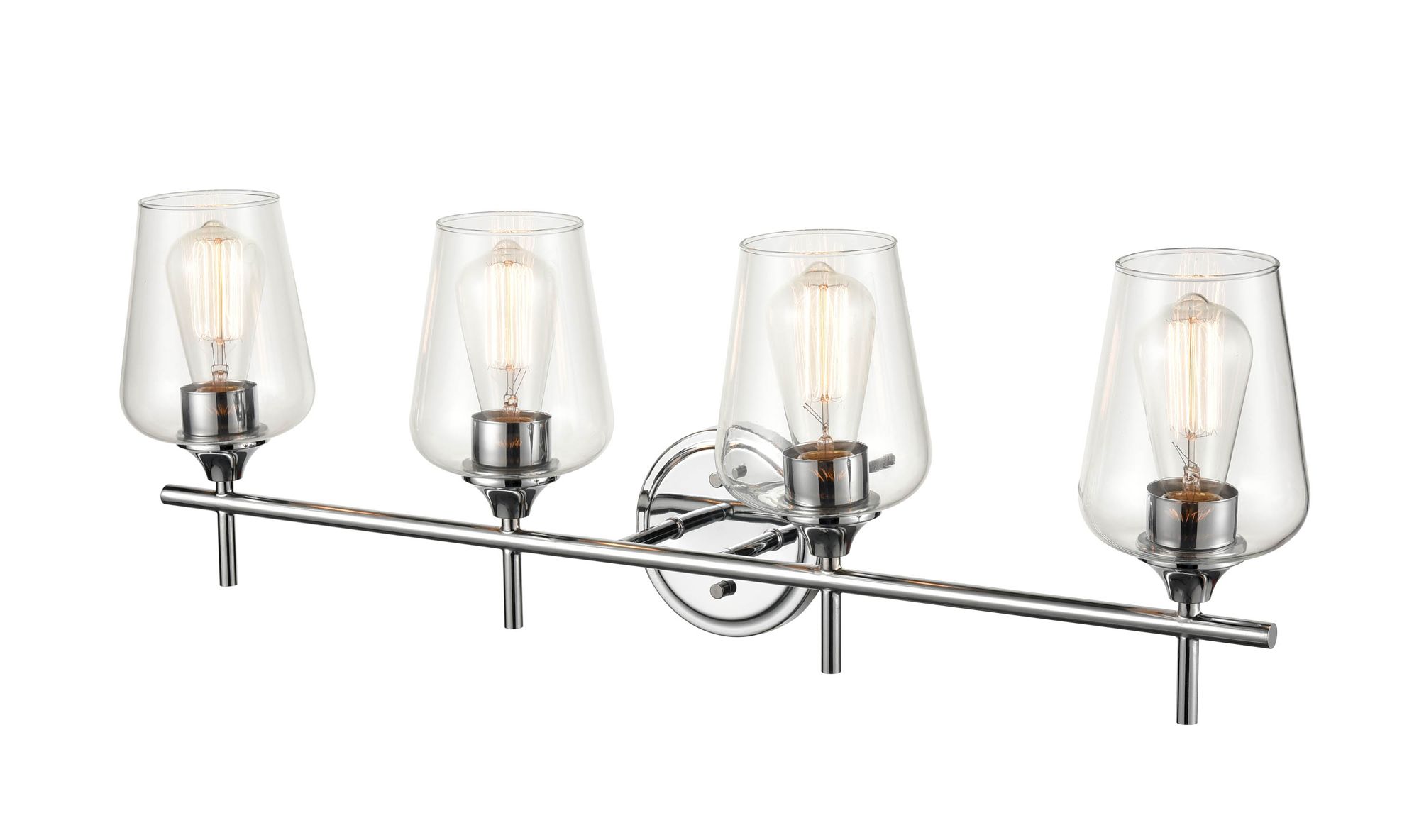 Image 2 Millennium Ashford 4-Light 31" Chrome Vanity Light with Glass Shade more views