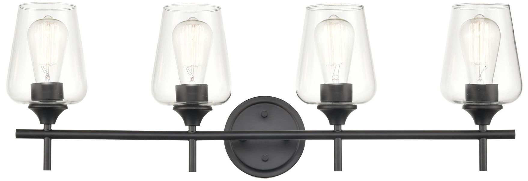 Millennium Ashford 4-Light 31" Matte Black Vanity Light with Glass Shade