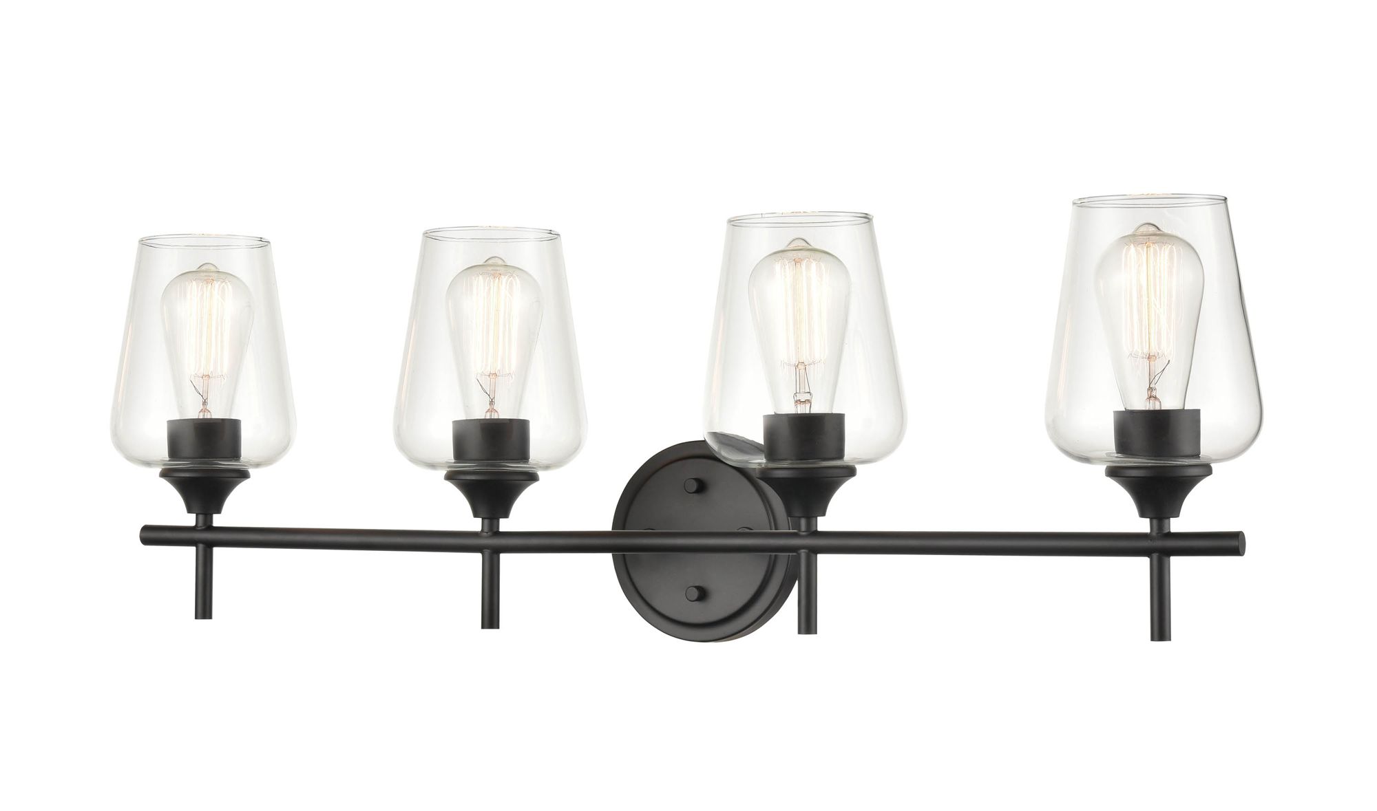 Image 2 Millennium Ashford 4-Light 31" Matte Black Vanity Light with Glass Shade more views