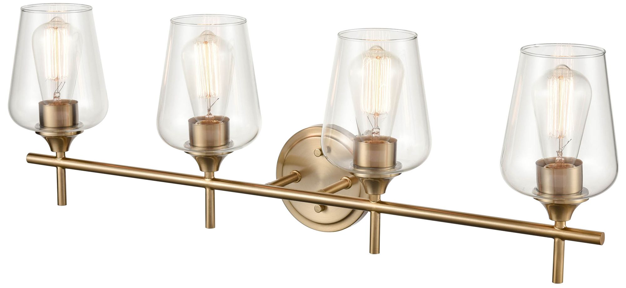 Image 2 Millennium Ashford 4-Light 31" Modern Gold Vanity Light with Glass Shade more views