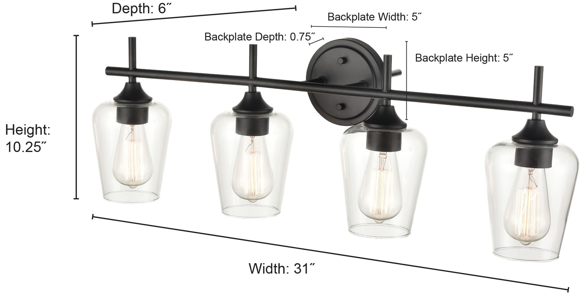 Image 3 Millennium Ashford 4-Light 31" Modern Gold Vanity Light with Glass Shade more views