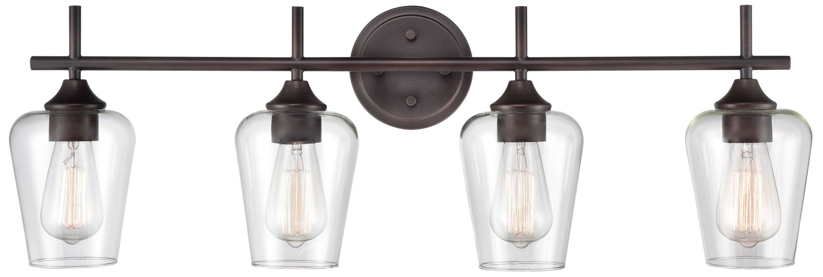 Millennium Ashford 4-Light 31" Rubbed Bronze Vanity Light with Glass Shade