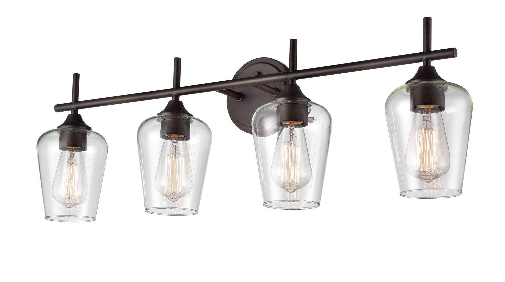 Image 3 Millennium Ashford 4-Light 31" Rubbed Bronze Vanity Light with Glass Shade more views