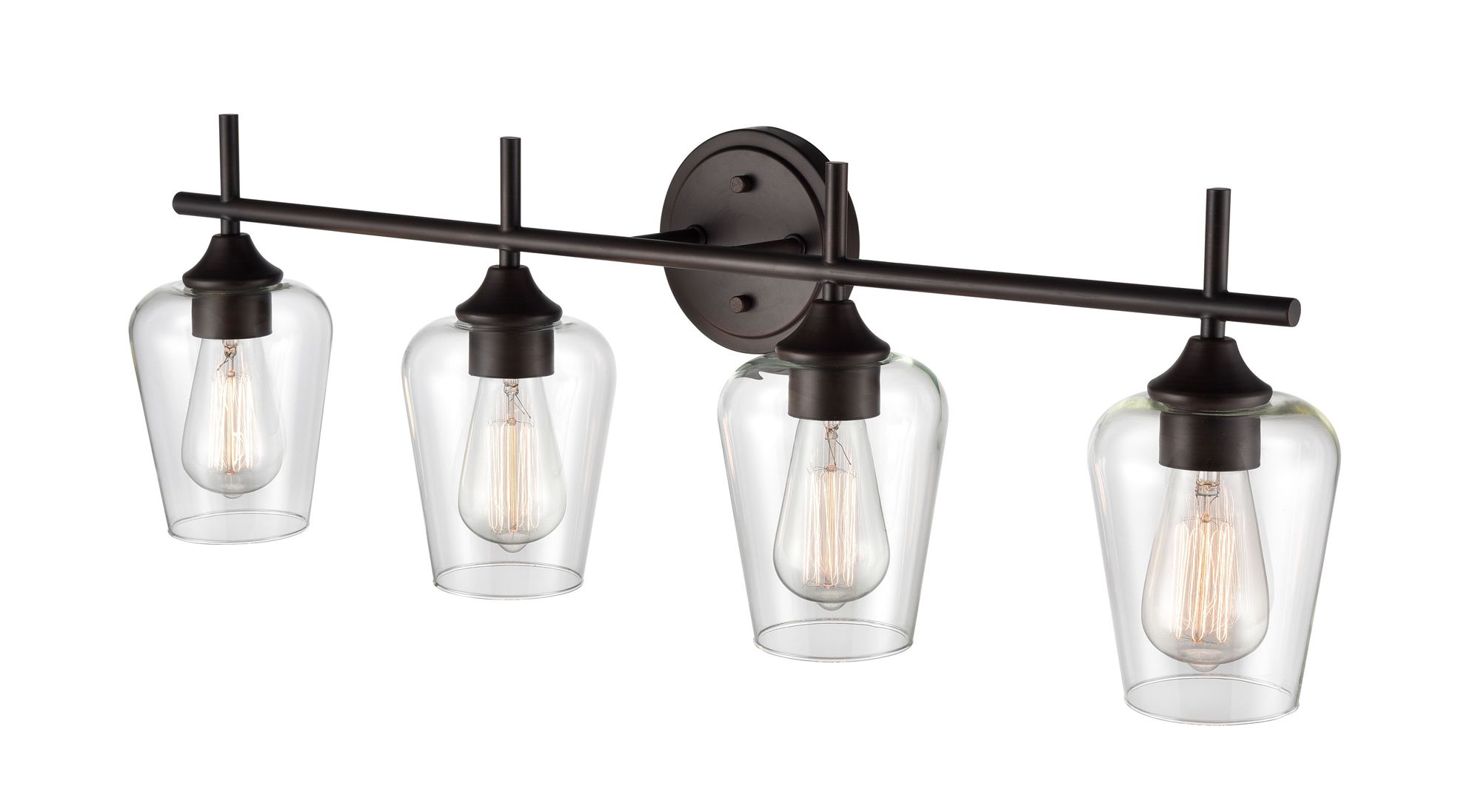 Image 4 Millennium Ashford 4-Light 31" Rubbed Bronze Vanity Light with Glass Shade more views