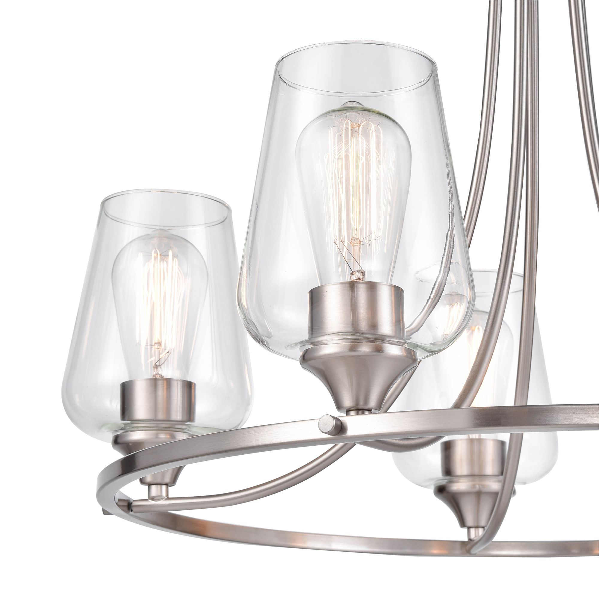 Image 3 Millennium Ashford 5-Light 25" Brushed Nickel Chandelier with Glass Shade more views