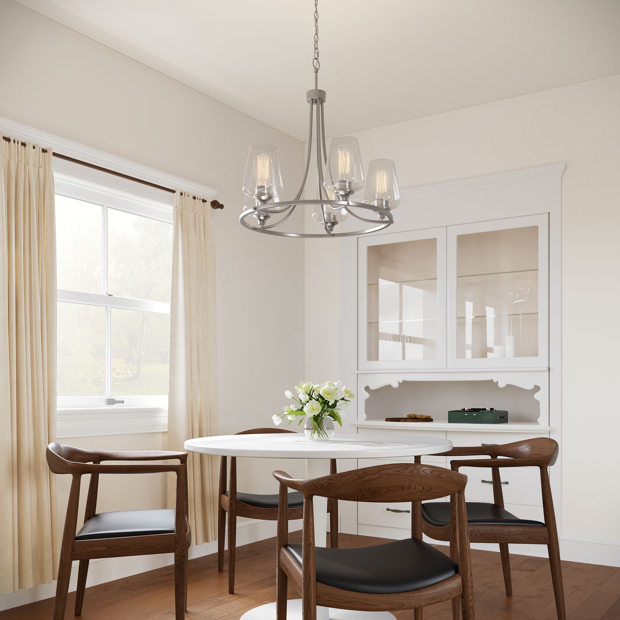 Image 5 Millennium Ashford 5-Light 25" Brushed Nickel Chandelier with Glass Shade more views